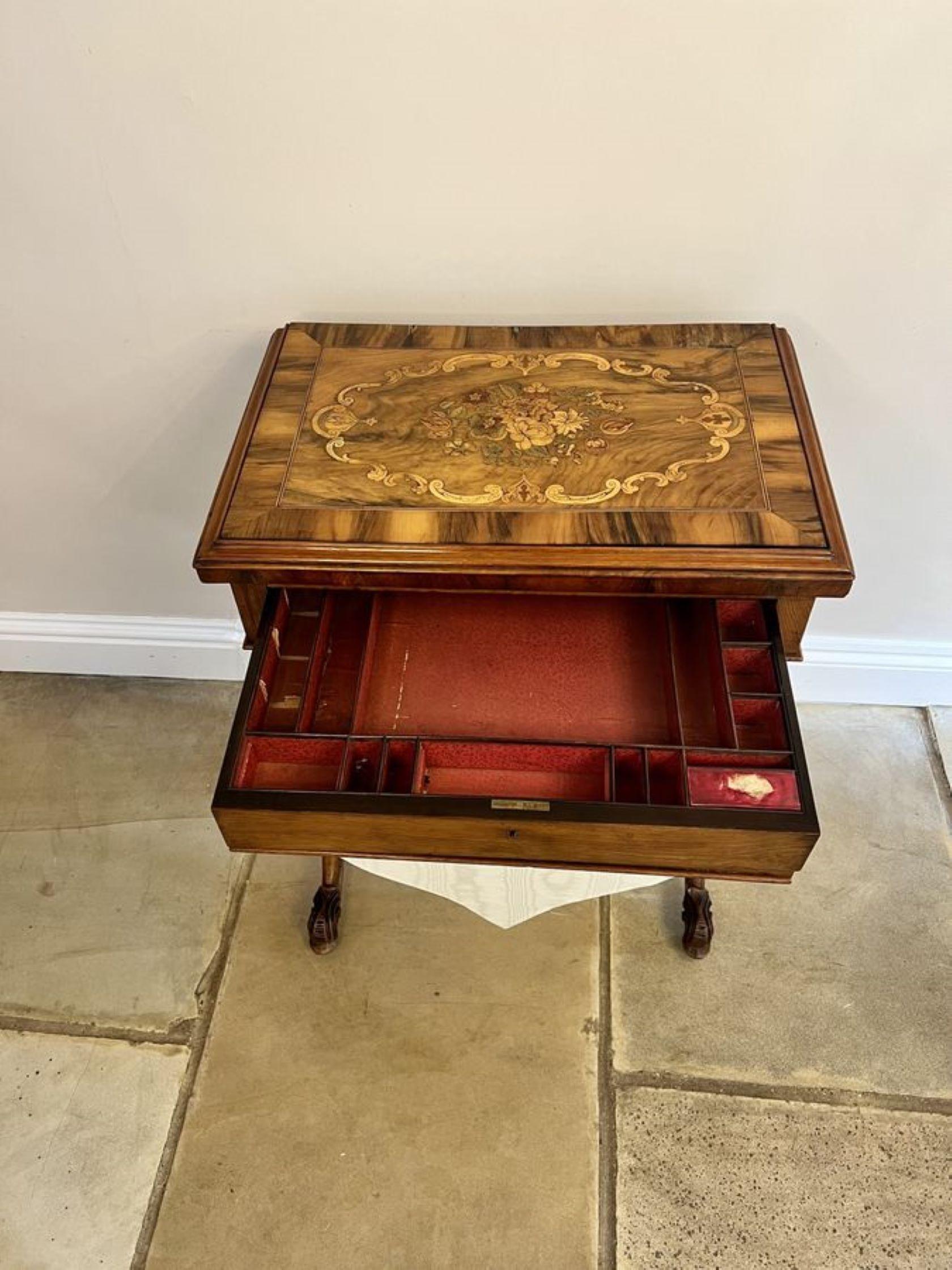 Outstanding quality antique Victorian burr walnut marquetry games table For Sale 6