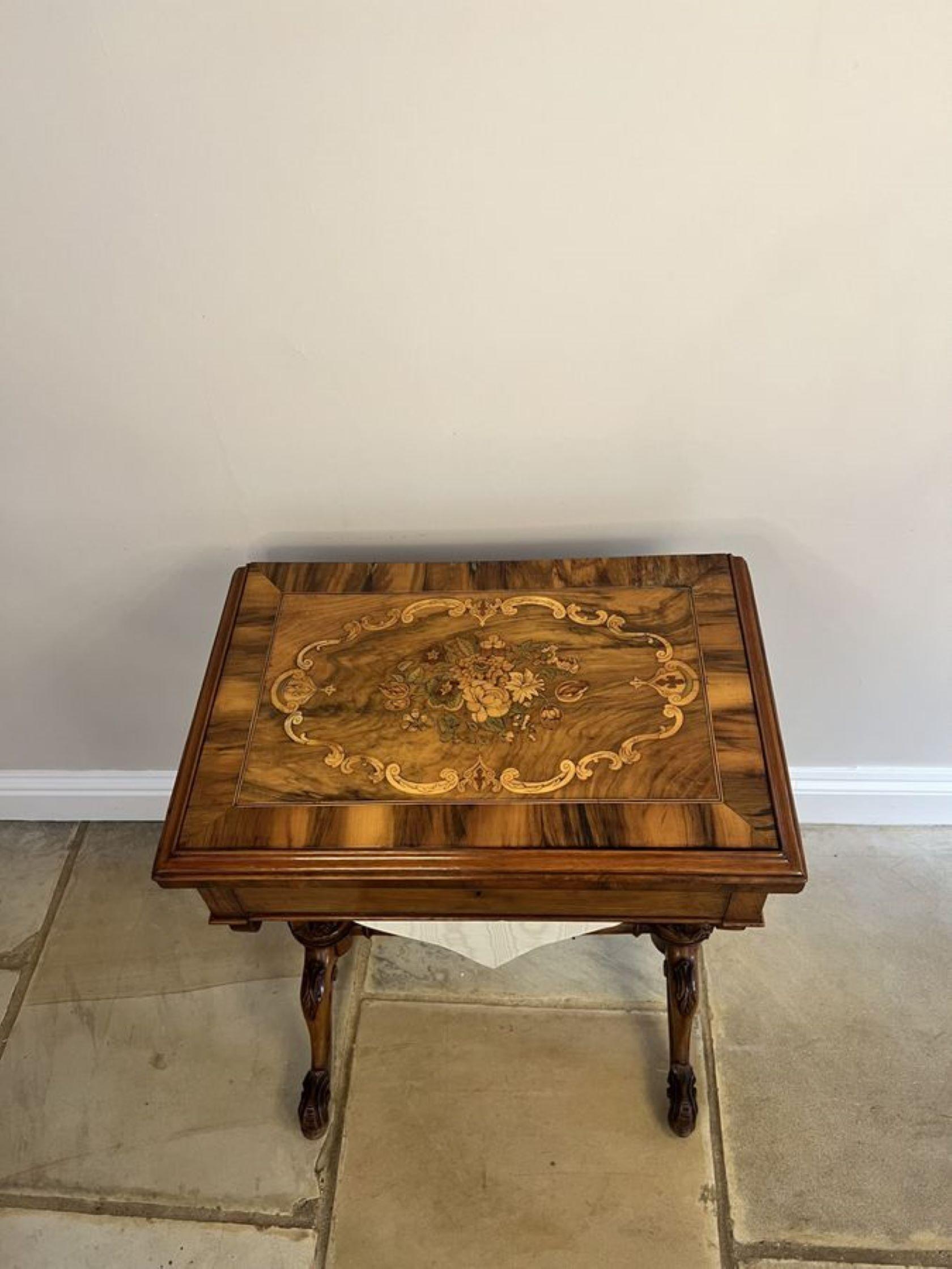 Outstanding quality antique Victorian burr walnut marquetry games table For Sale 8