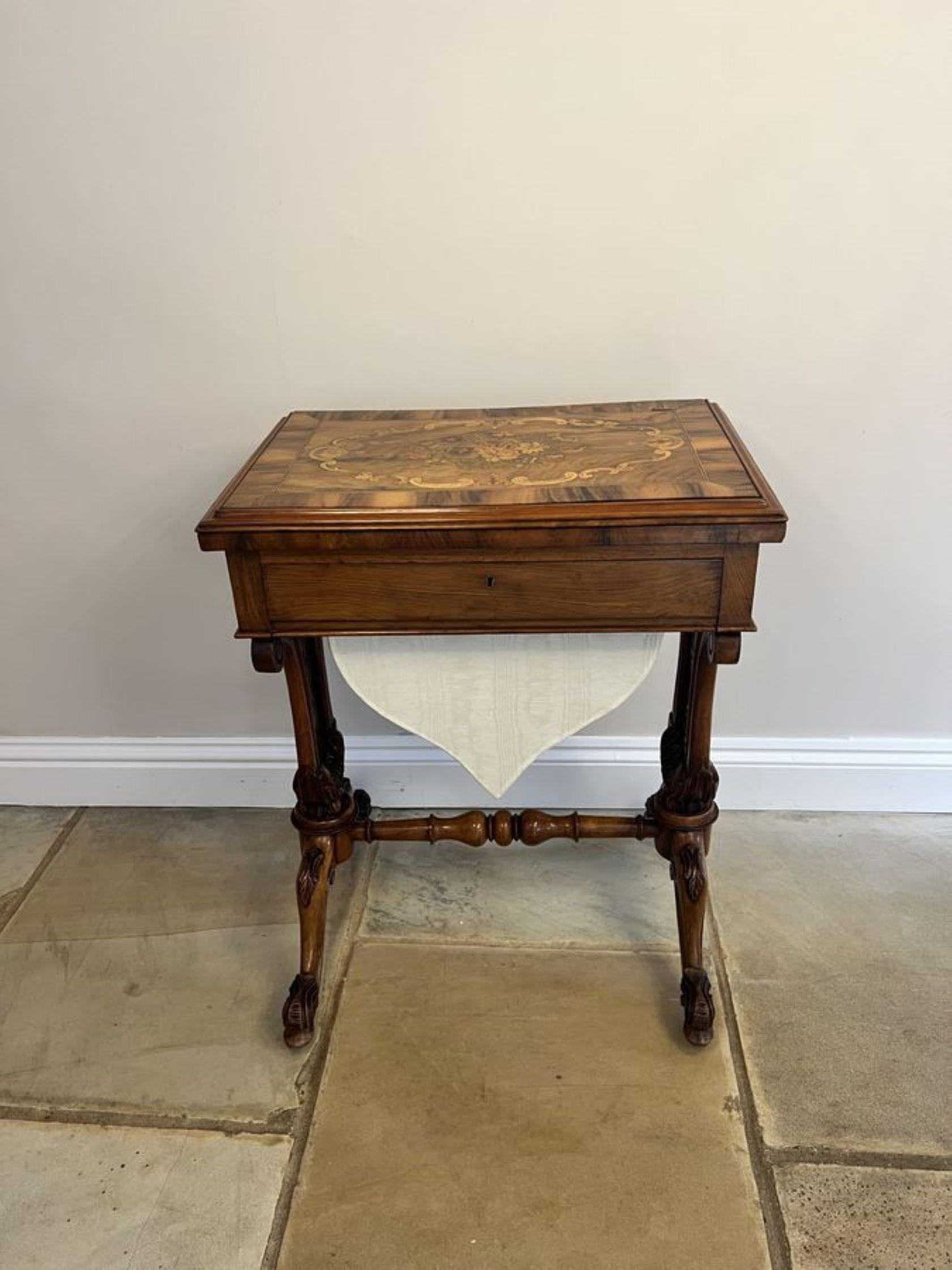 Outstanding quality antique Victorian burr walnut marquetry games table For Sale 9
