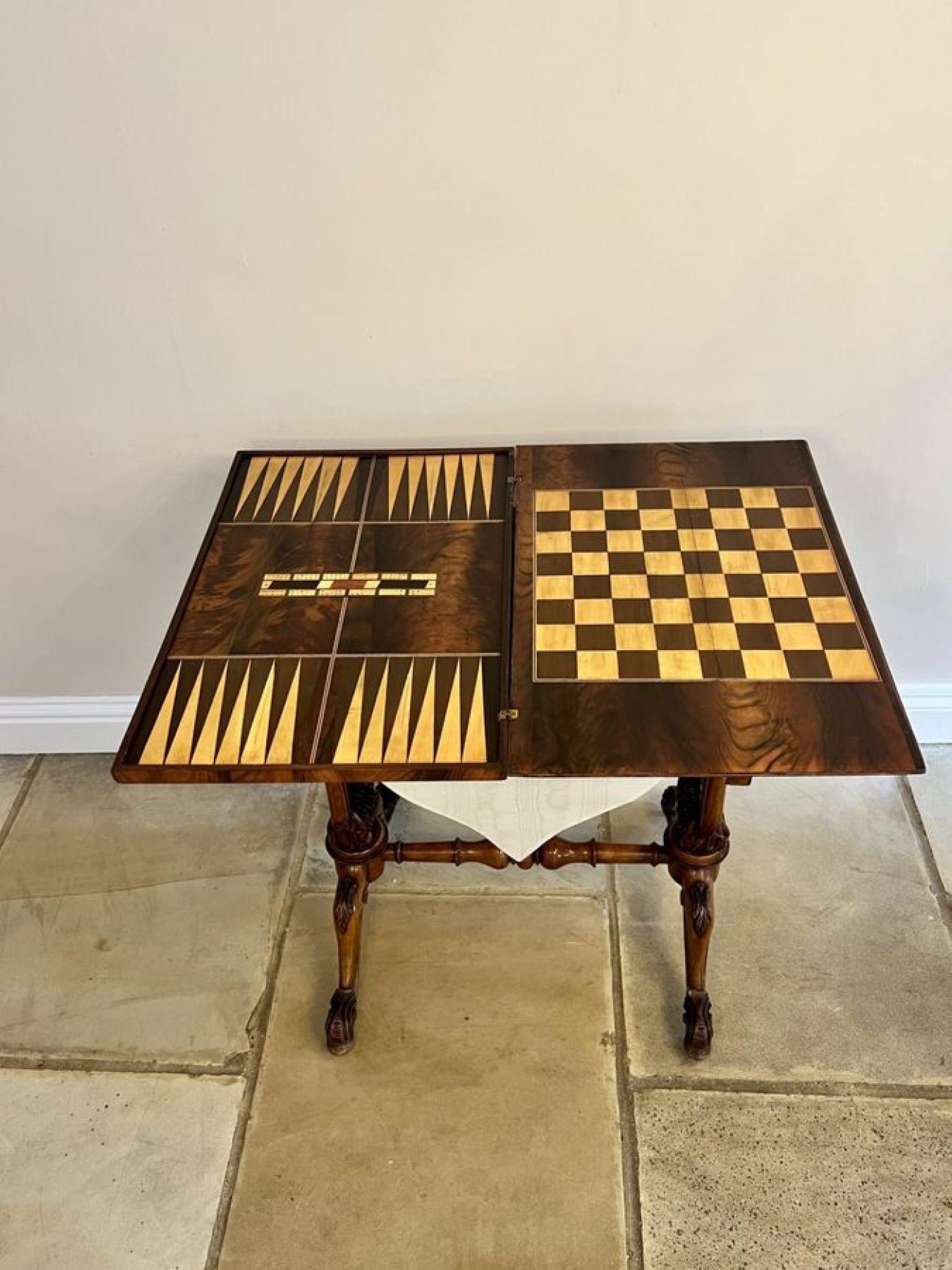 Early Victorian Outstanding quality antique Victorian burr walnut marquetry games table For Sale