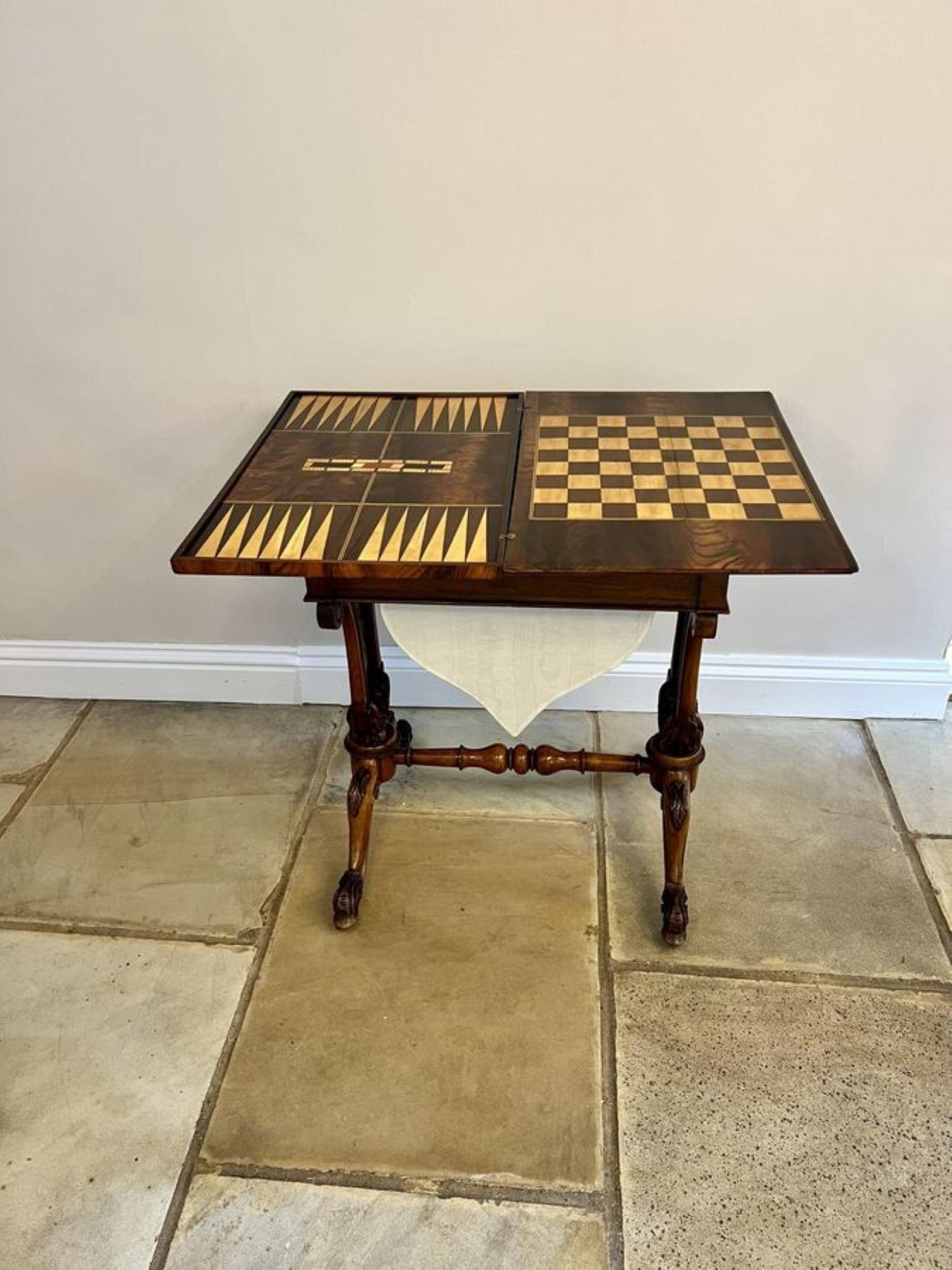 19th Century Outstanding quality antique Victorian burr walnut marquetry games table For Sale