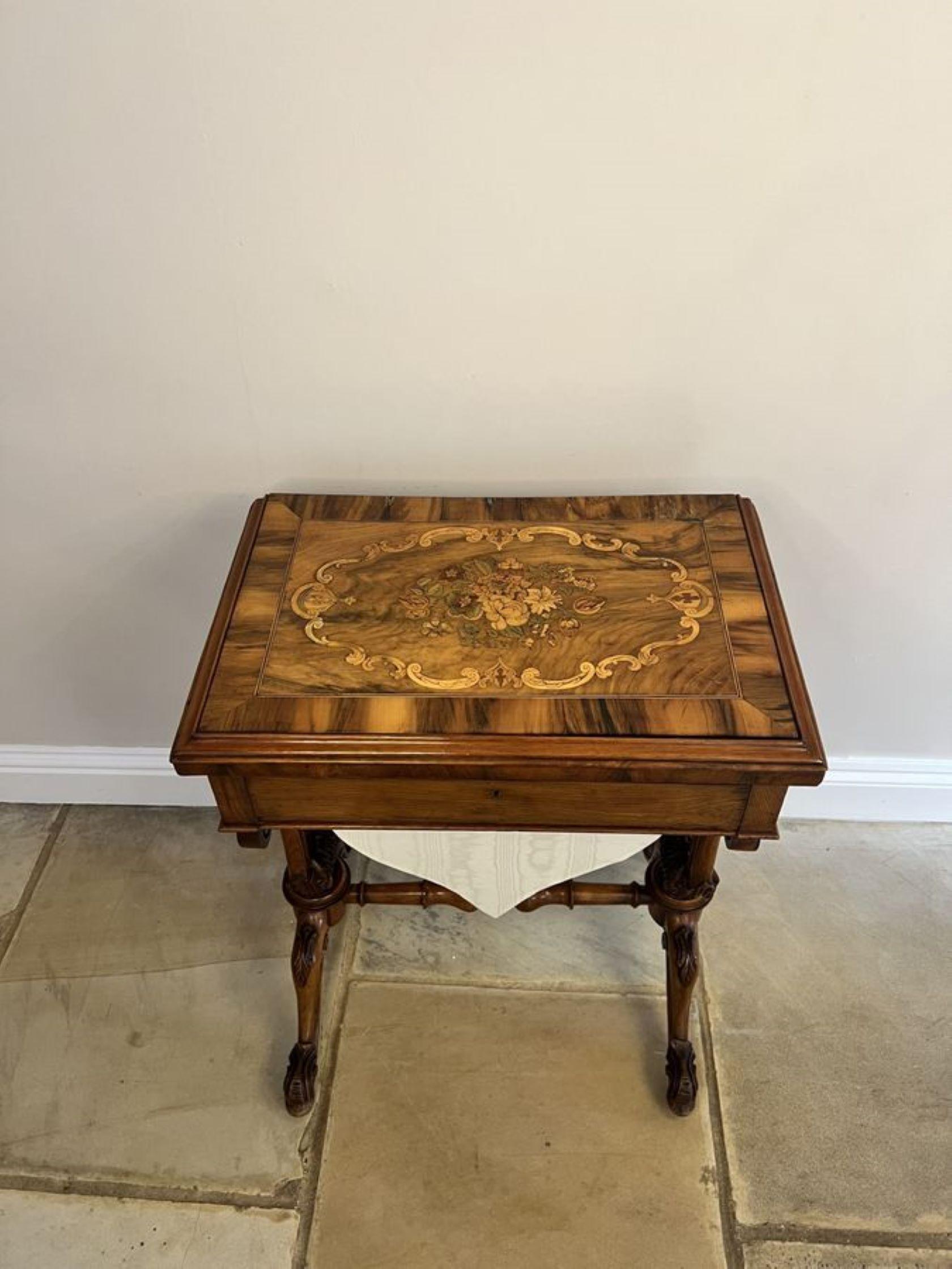 Outstanding quality antique Victorian burr walnut marquetry games table For Sale 1