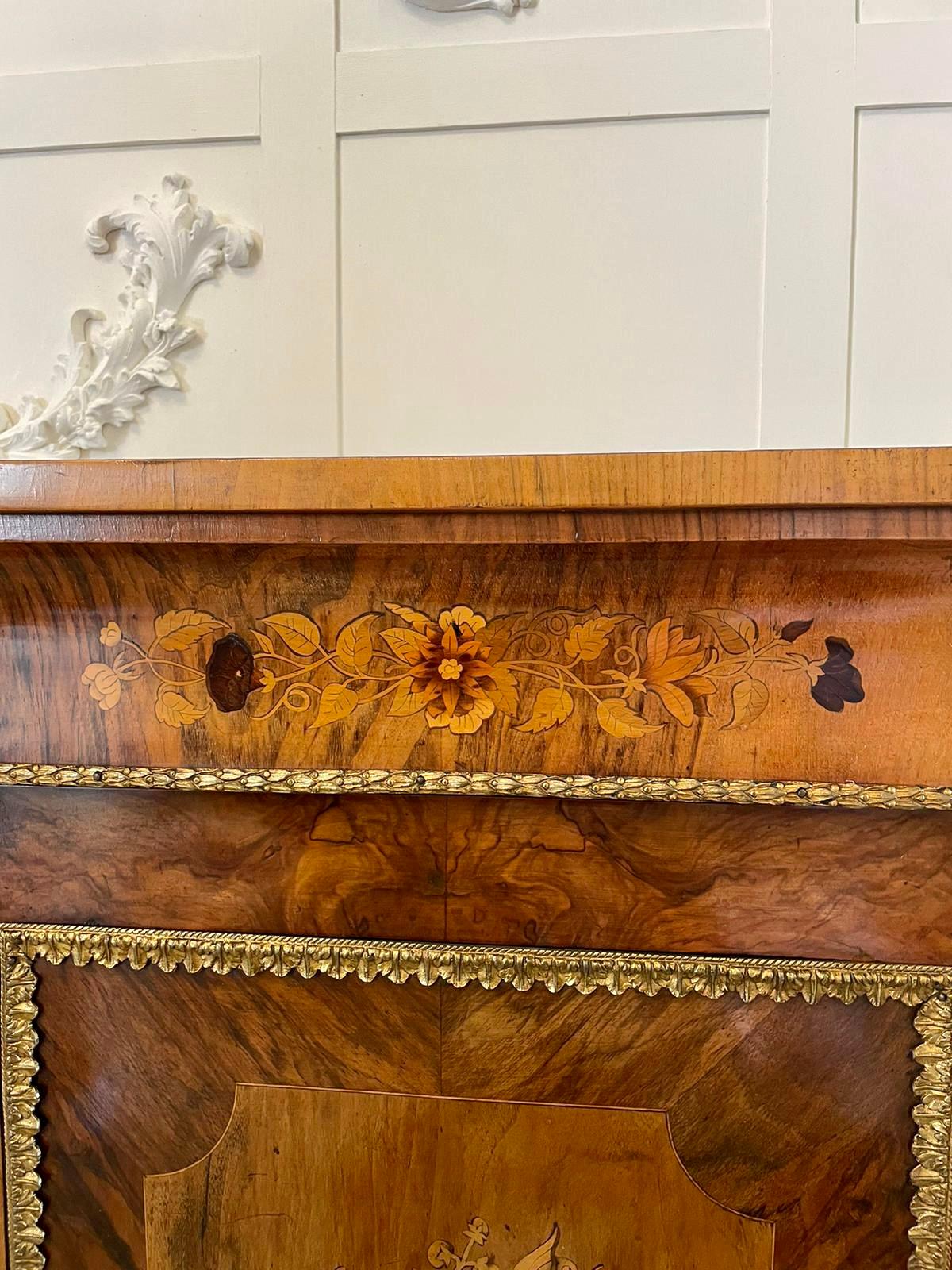 Outstanding Quality Antique Victorian Burr Walnut Marquetry Inlaid Side Cabinet 15