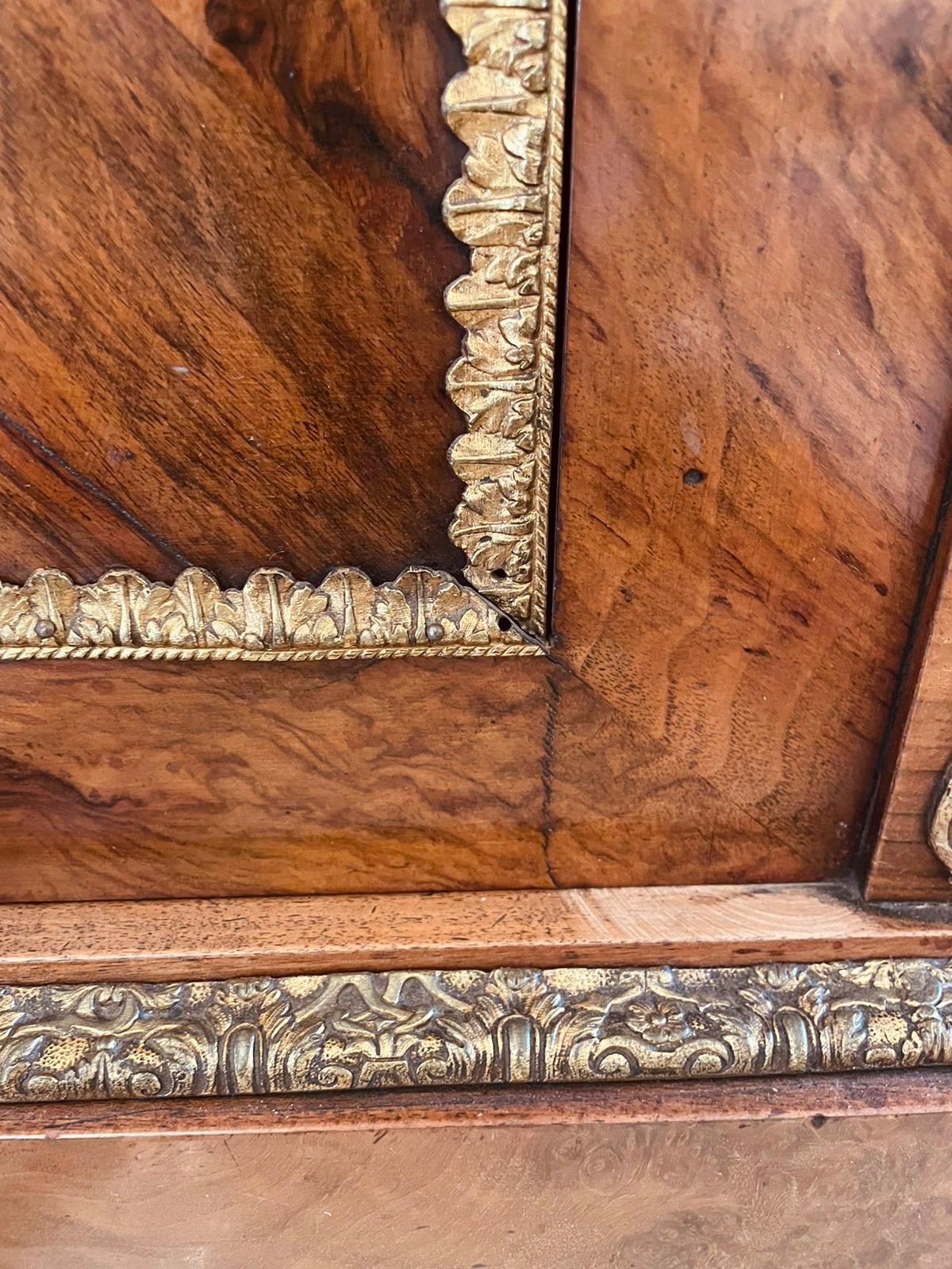 Outstanding quality antique Victorian burr walnut floral marquetry inlaid side cabinet having a magnificent figured walnut top with stunning marquetry inlaid frieze above an outstanding quality burr walnut floral marquetry inlaid panel door with
