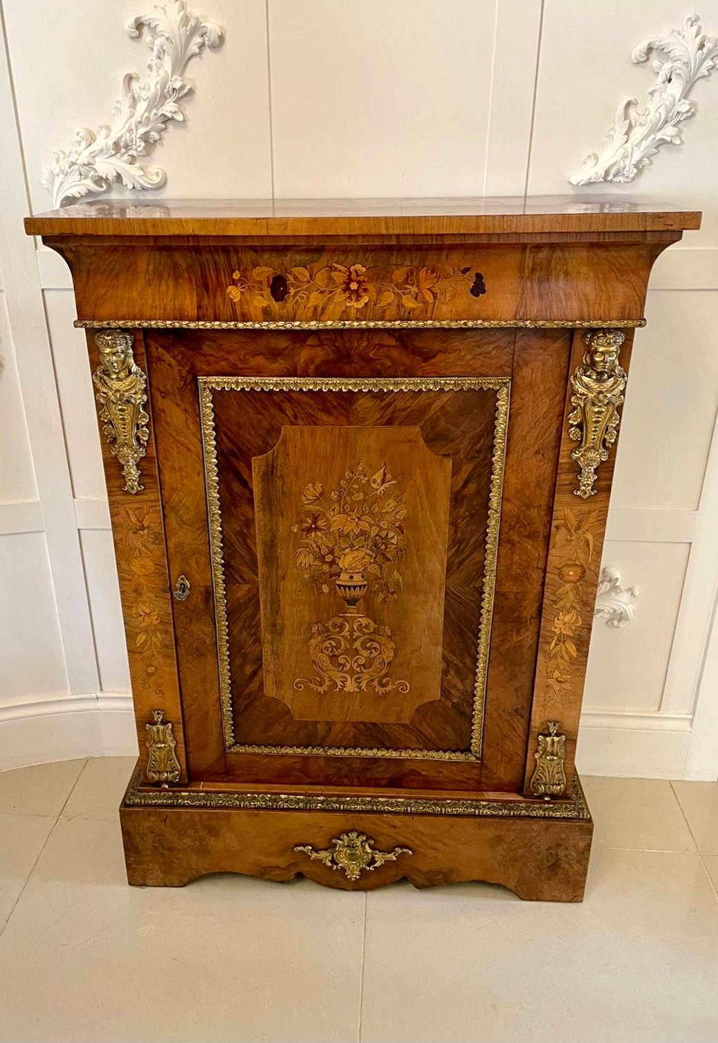 Outstanding Quality Antique Victorian Burr Walnut Marquetry Inlaid Side Cabinet In Good Condition In Suffolk, GB