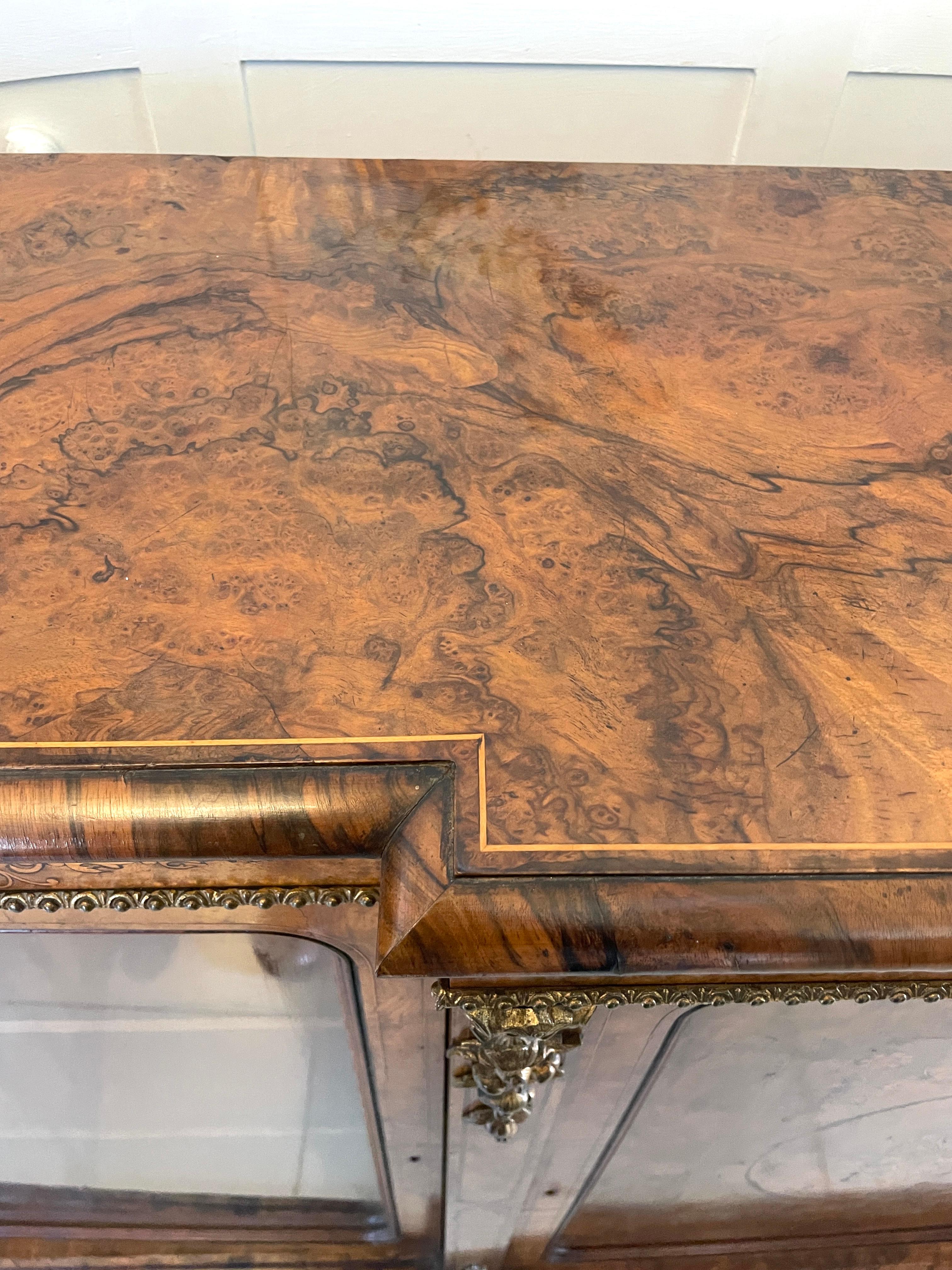 Outstanding Antique Victorian Burr Walnut Marquetry Inlaid Credenza/Sideboard For Sale 4