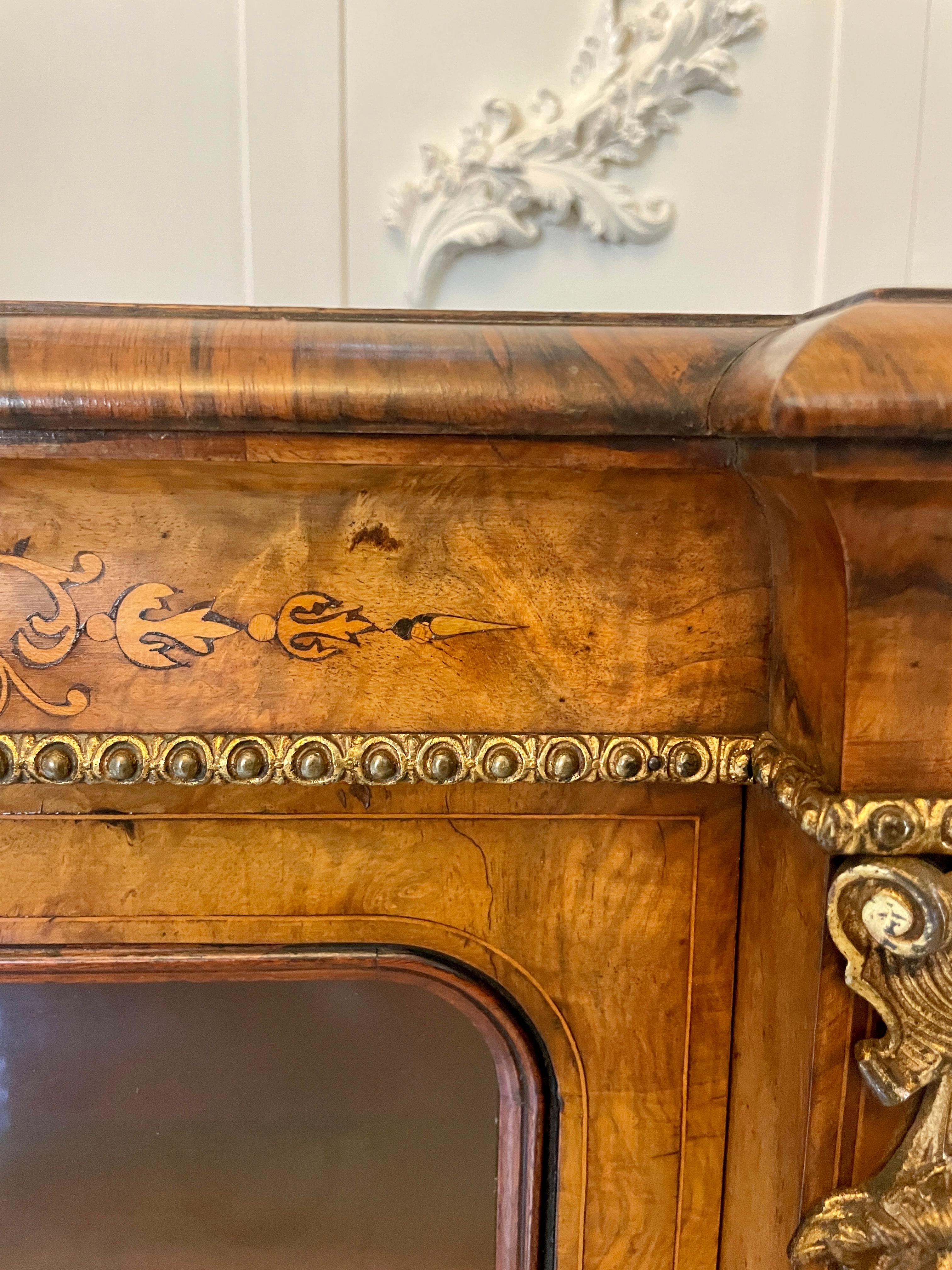 Outstanding Antique Victorian Burr Walnut Marquetry Inlaid Credenza/Sideboard For Sale 8