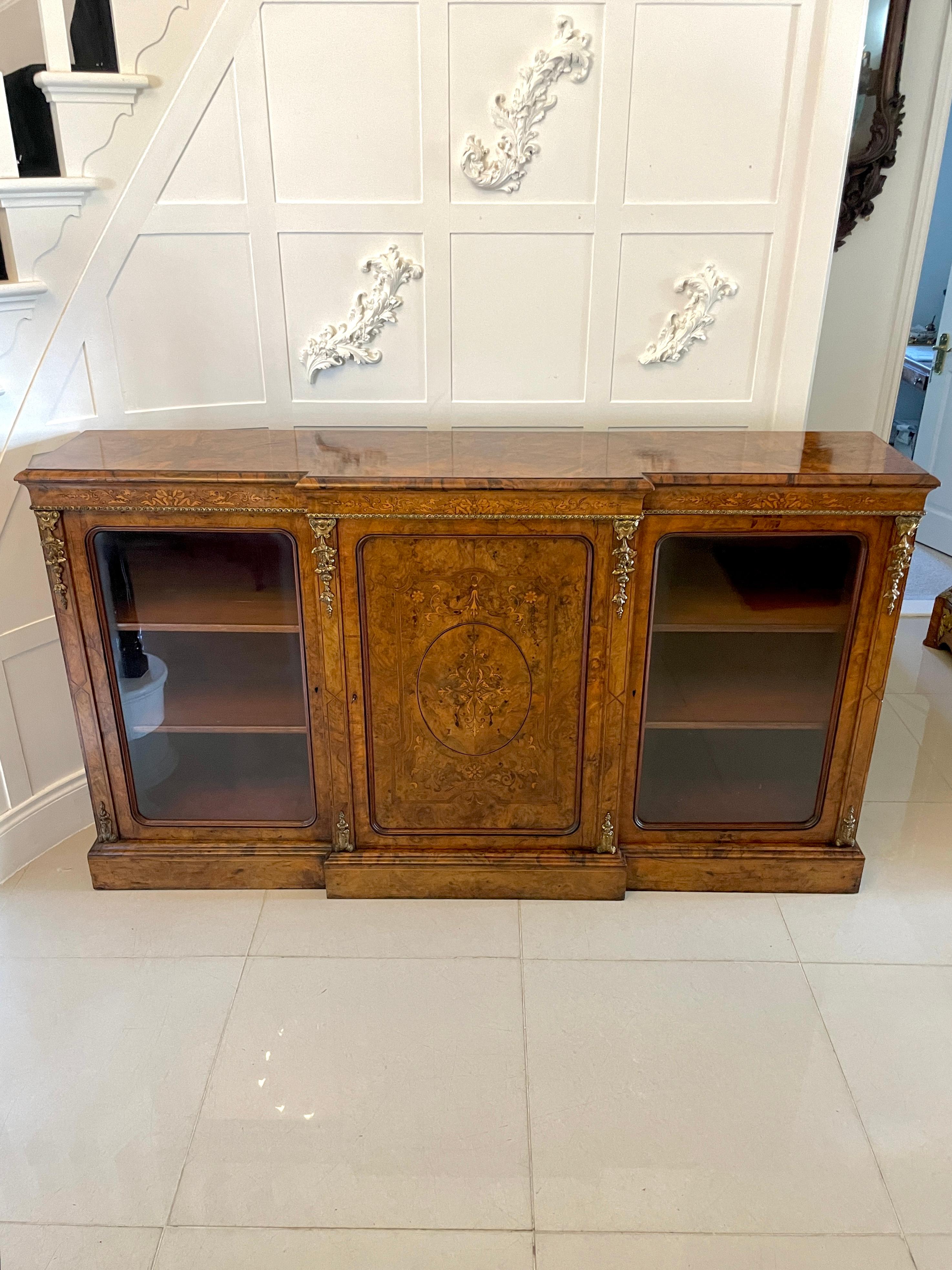 Outstanding Antique Victorian Burr Walnut Marquetry Inlaid Credenza/Sideboard For Sale 11