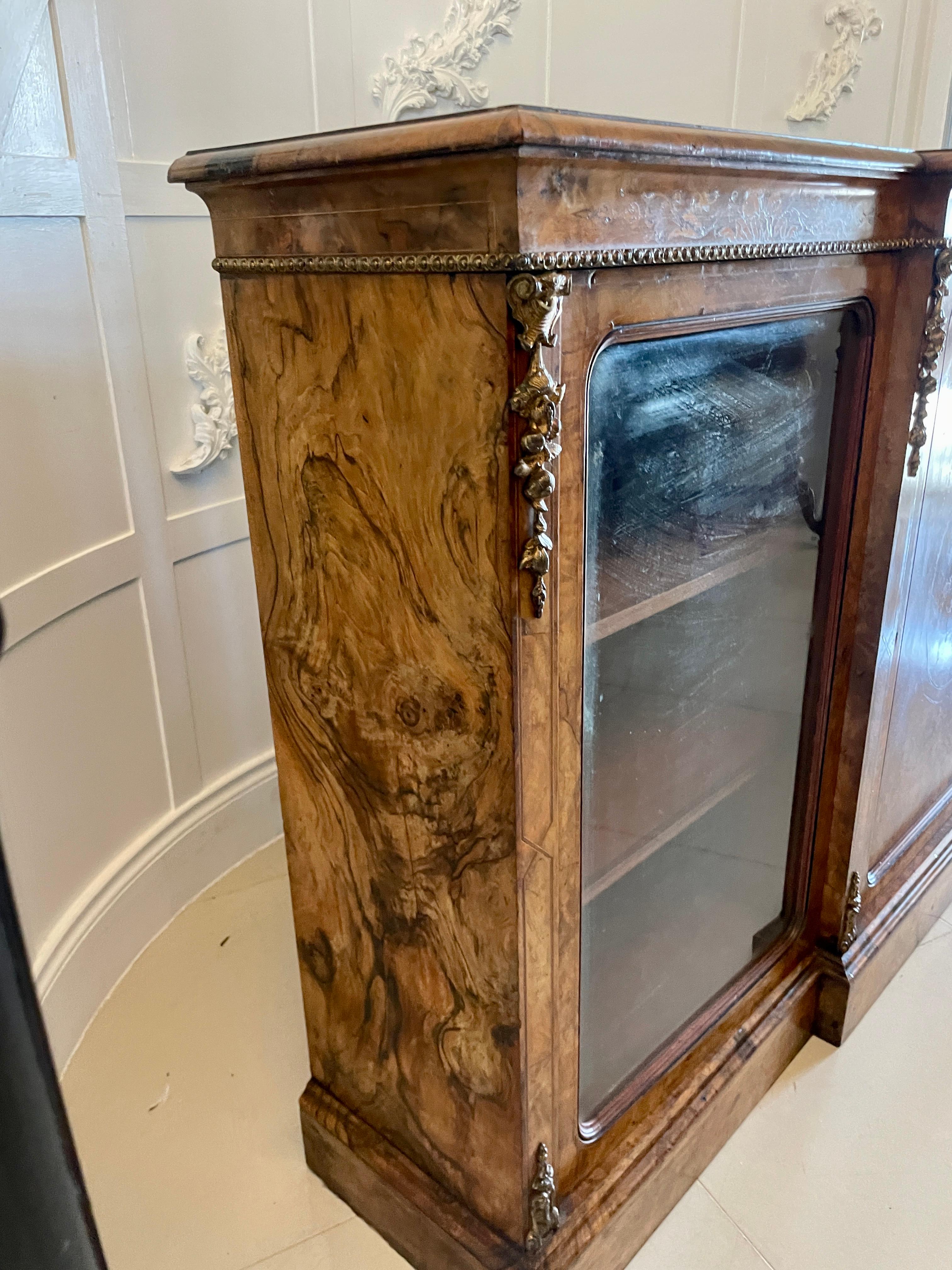 19th Century Outstanding Antique Victorian Burr Walnut Marquetry Inlaid Credenza/Sideboard For Sale