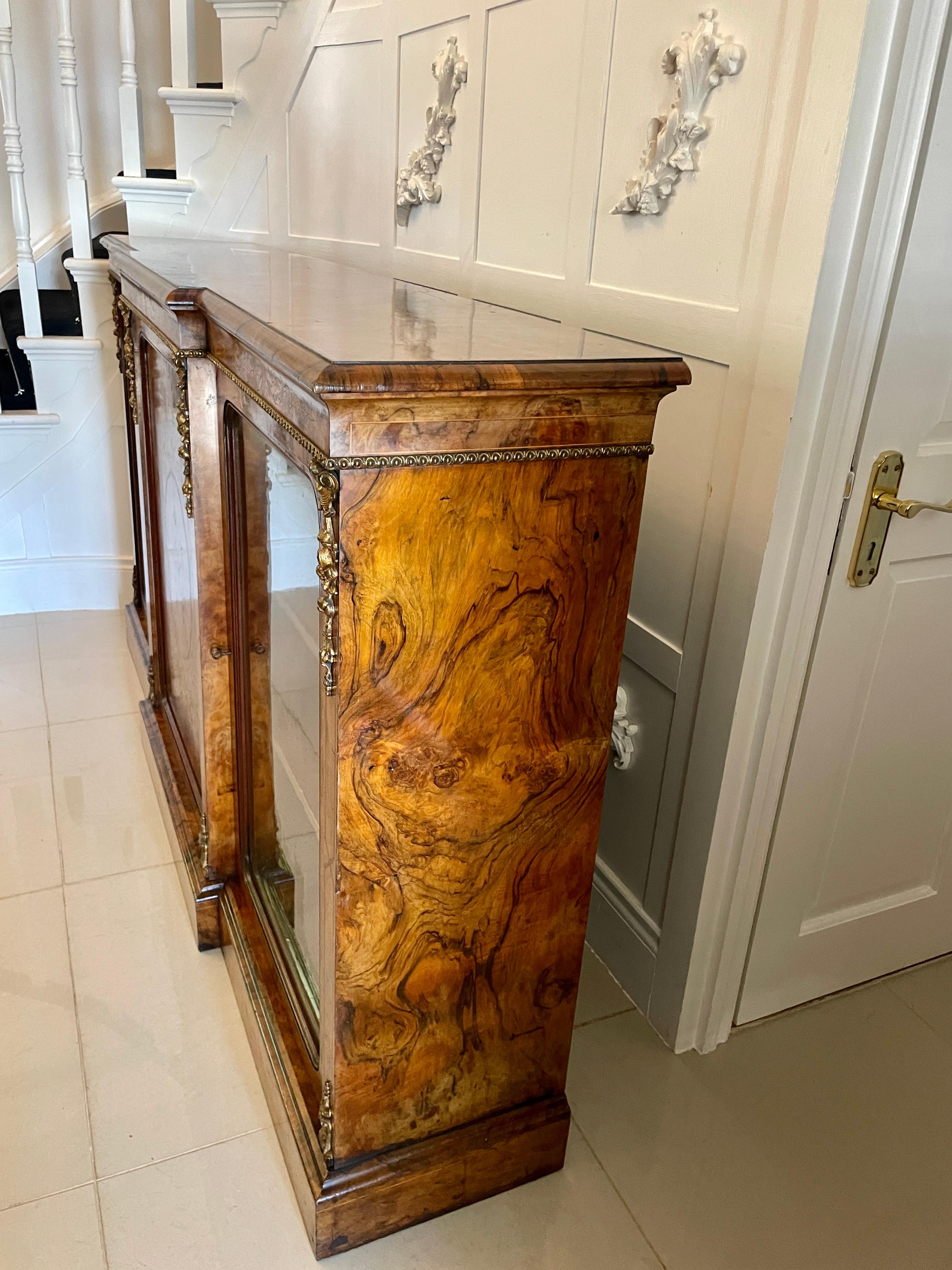 Outstanding Antique Victorian Burr Walnut Marquetry Inlaid Credenza/Sideboard For Sale 1