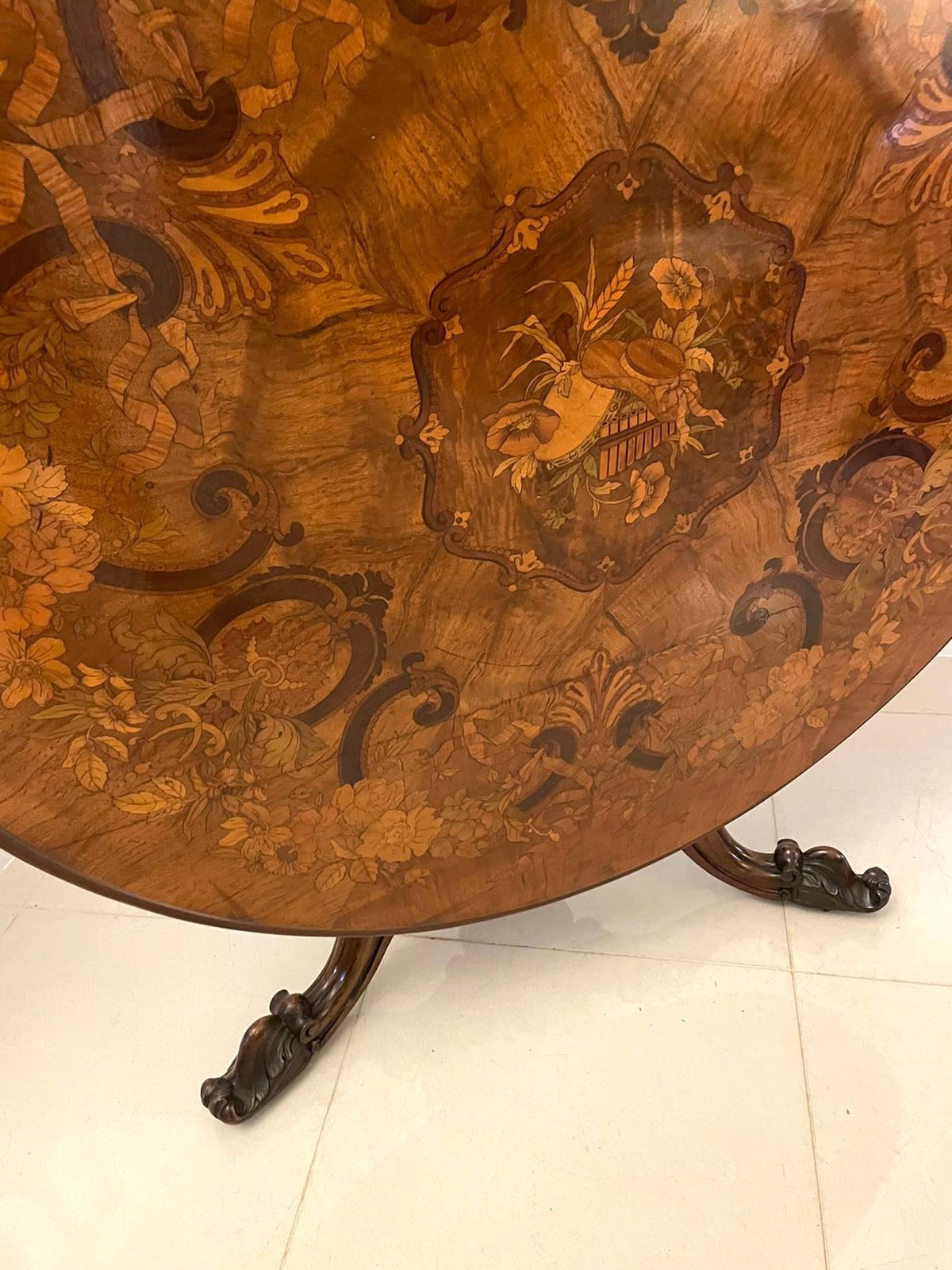 Outstanding Quality Antique Victorian Burr Walnut Marquetry Inlaid Dining Table For Sale 7