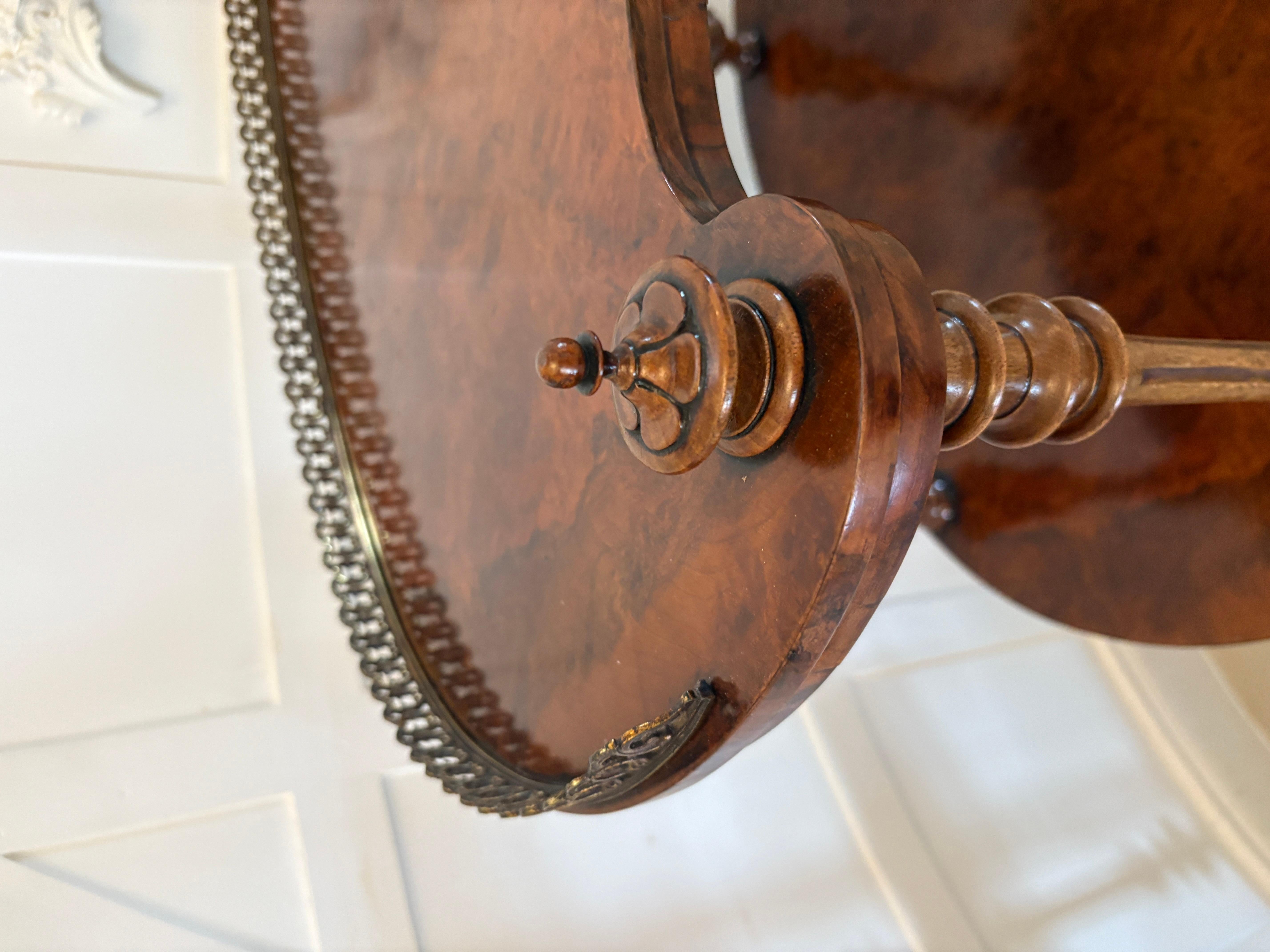 Outstanding Quality Antique Victorian Burr Walnut Serpentine Shaped Whatnot For Sale 7