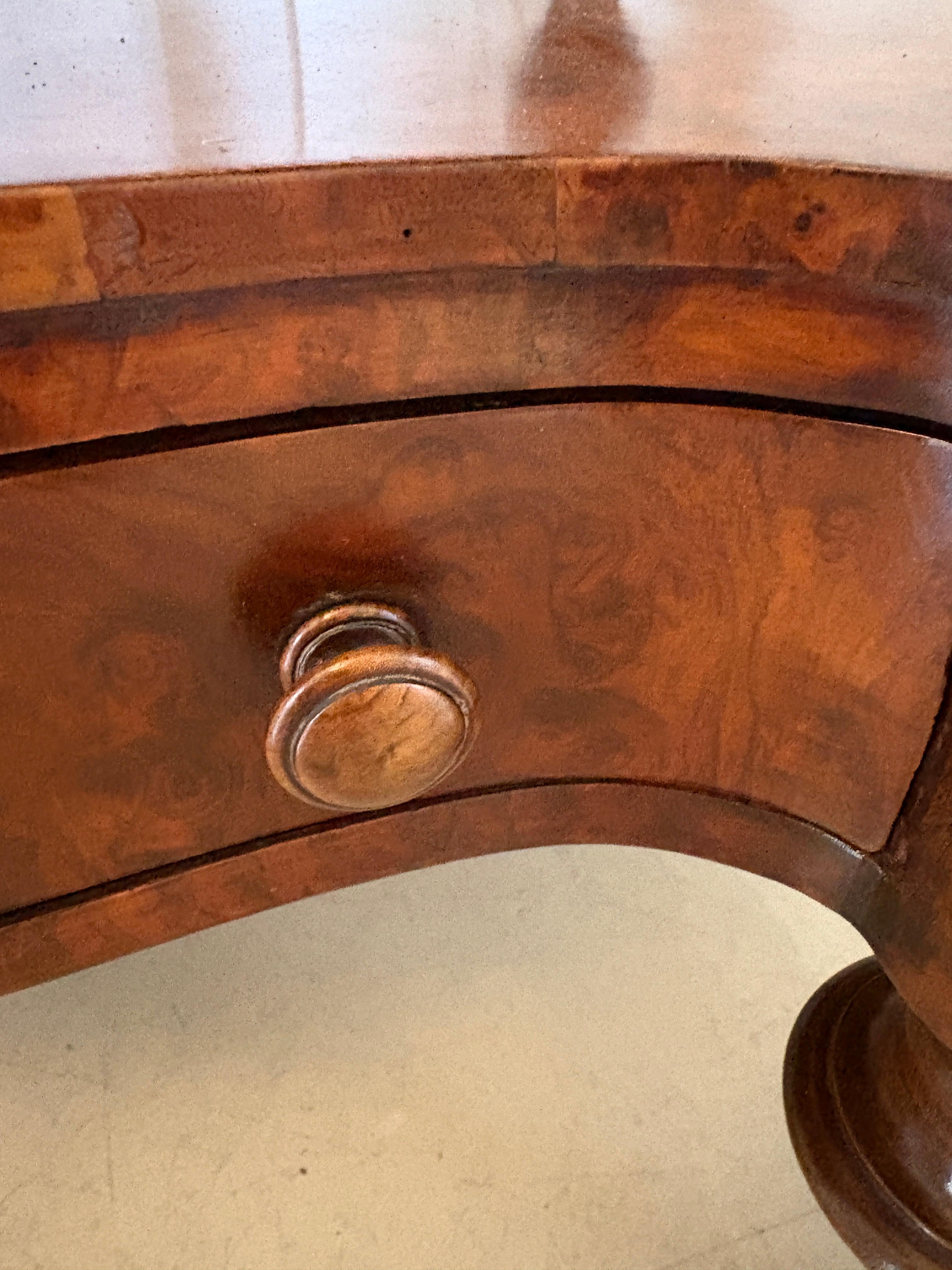 Outstanding Quality Antique Victorian Burr Walnut Serpentine Shaped Whatnot For Sale 3