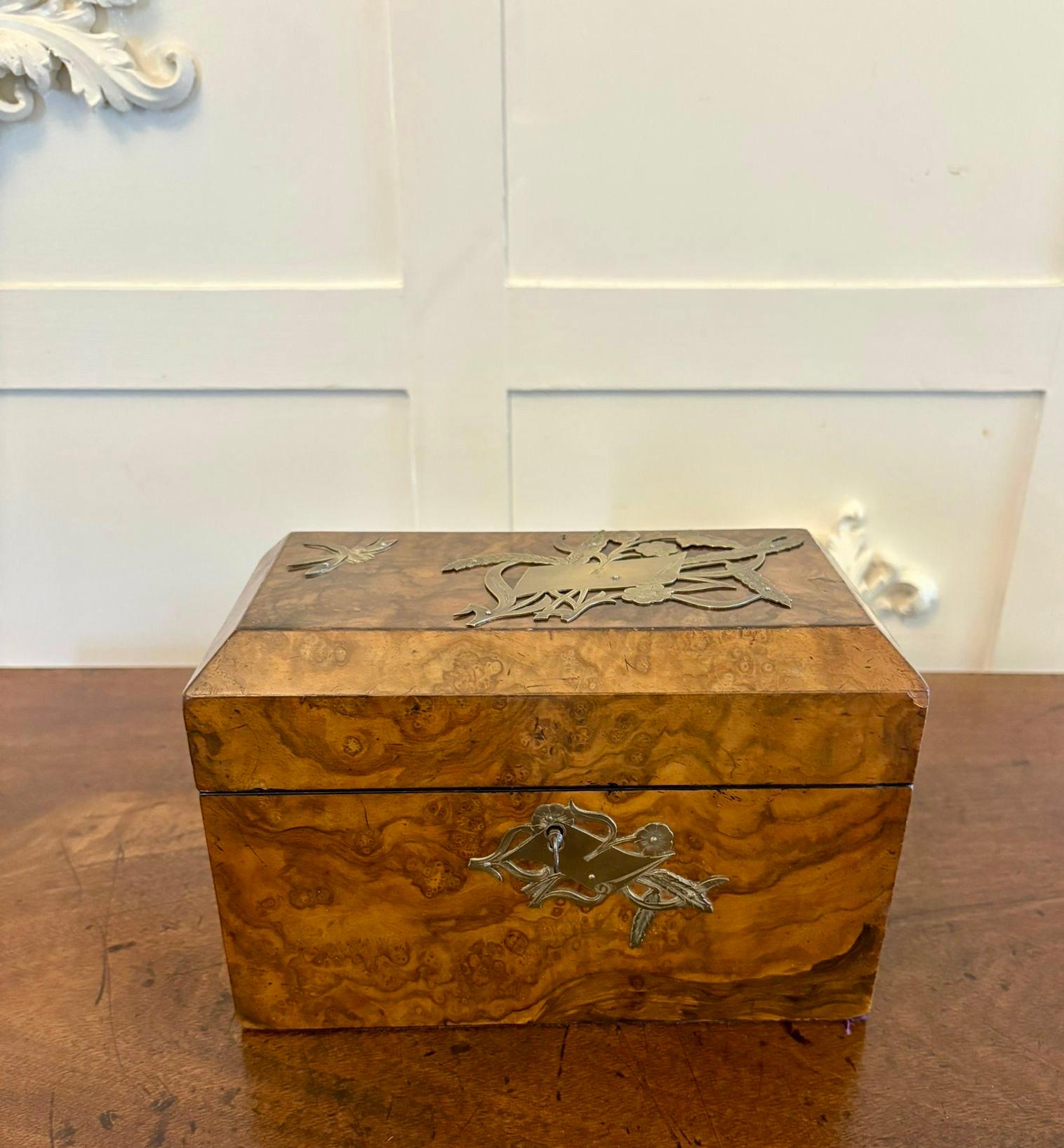 Outstanding Quality Antique Victorian Burr Walnut Tea Caddy For Sale 6