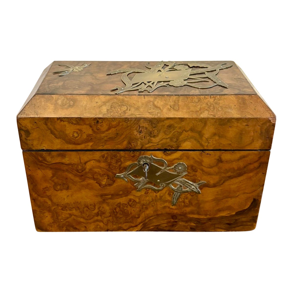 Outstanding Quality Antique Victorian Burr Walnut Tea Caddy For Sale