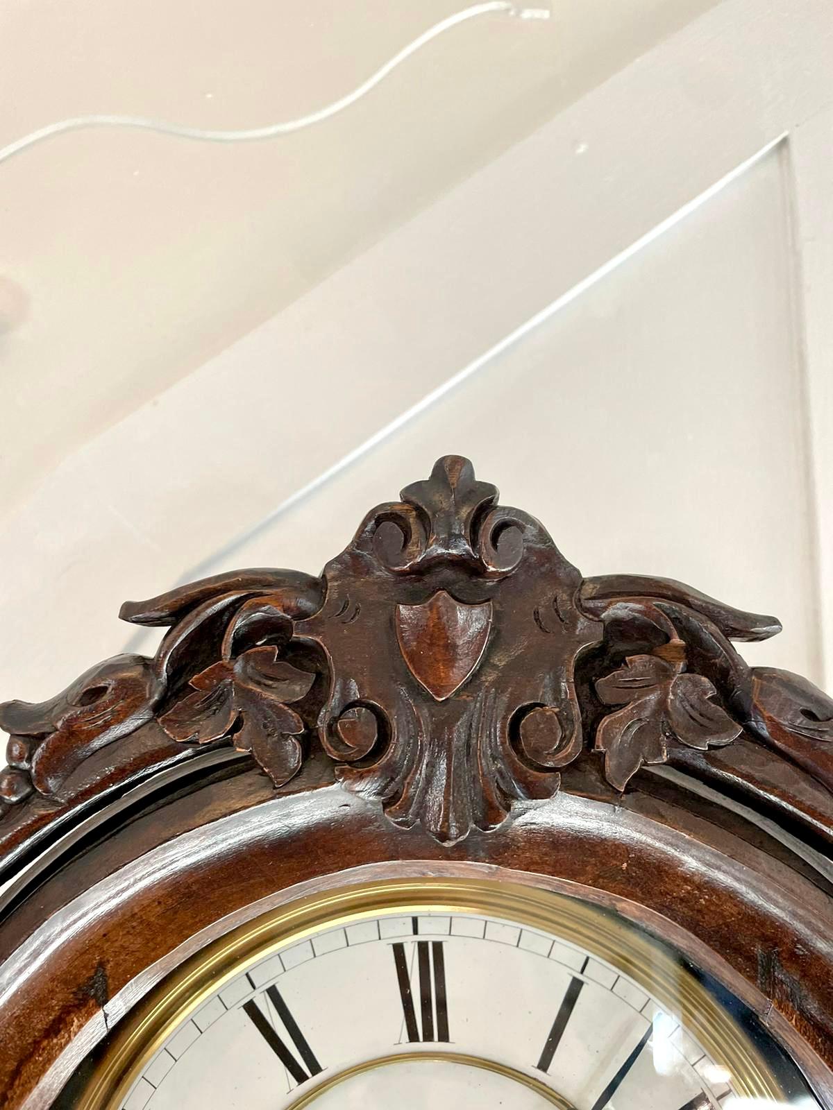 Outstanding Quality Antique Victorian Carved Oak Vienna Wall Clock For Sale 2