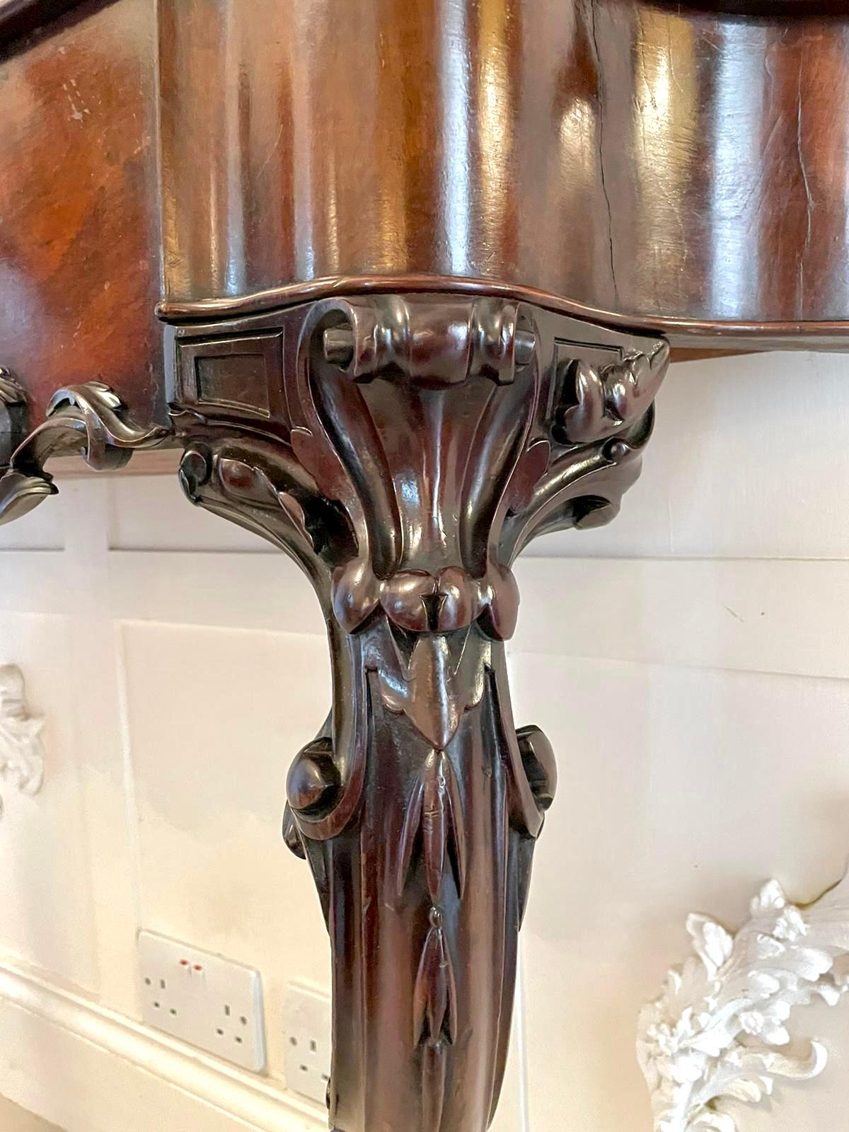 European Outstanding Quality Antique Victorian Carved Mahogany Console Table