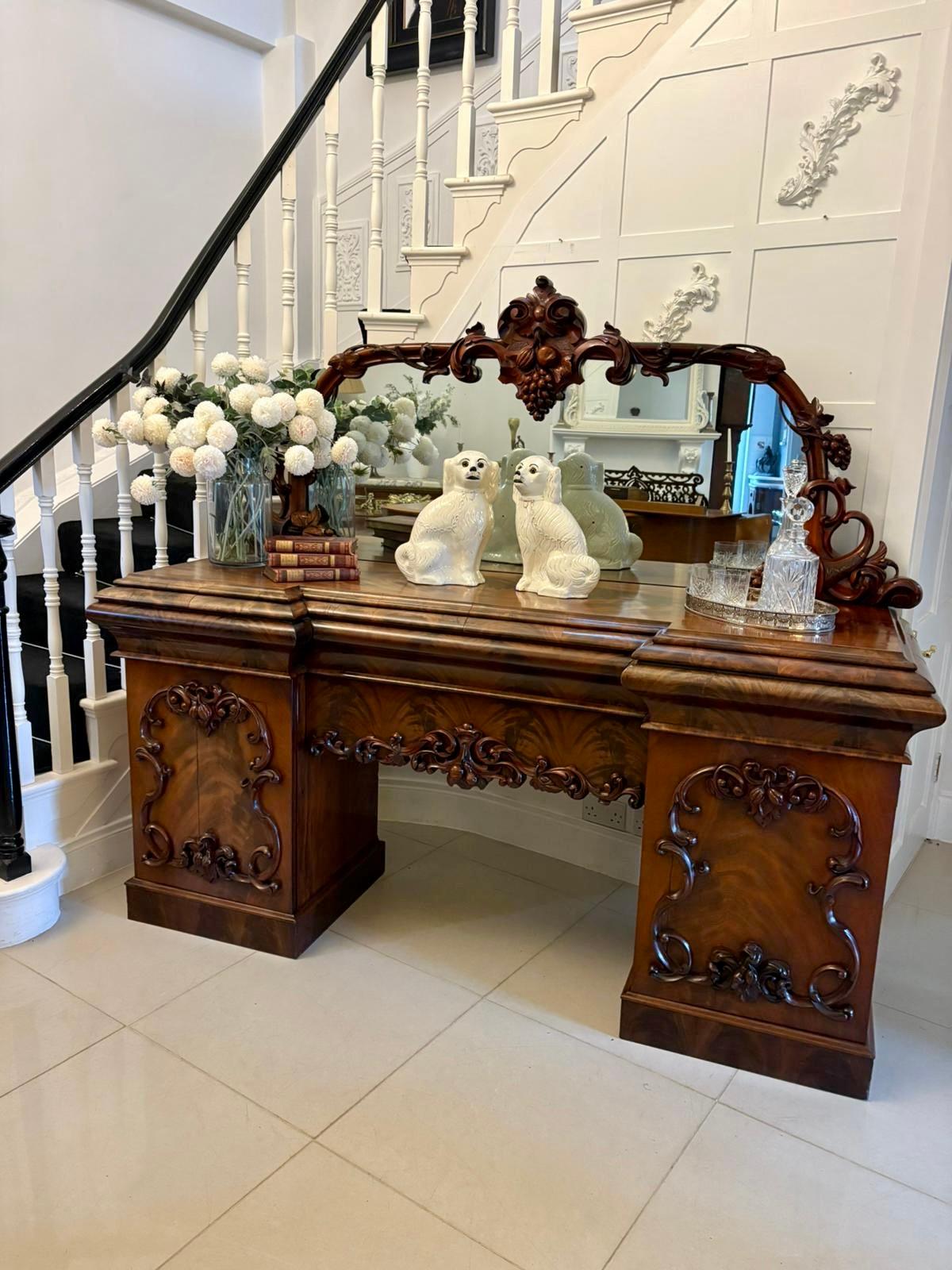 Intagliato Outstanding Quality Antique Victorian Carved Mahogany Mirror Back Sideboard in vendita