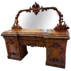 Outstanding Quality Antique Victorian Carved Mahogany Mirror Back Sideboard