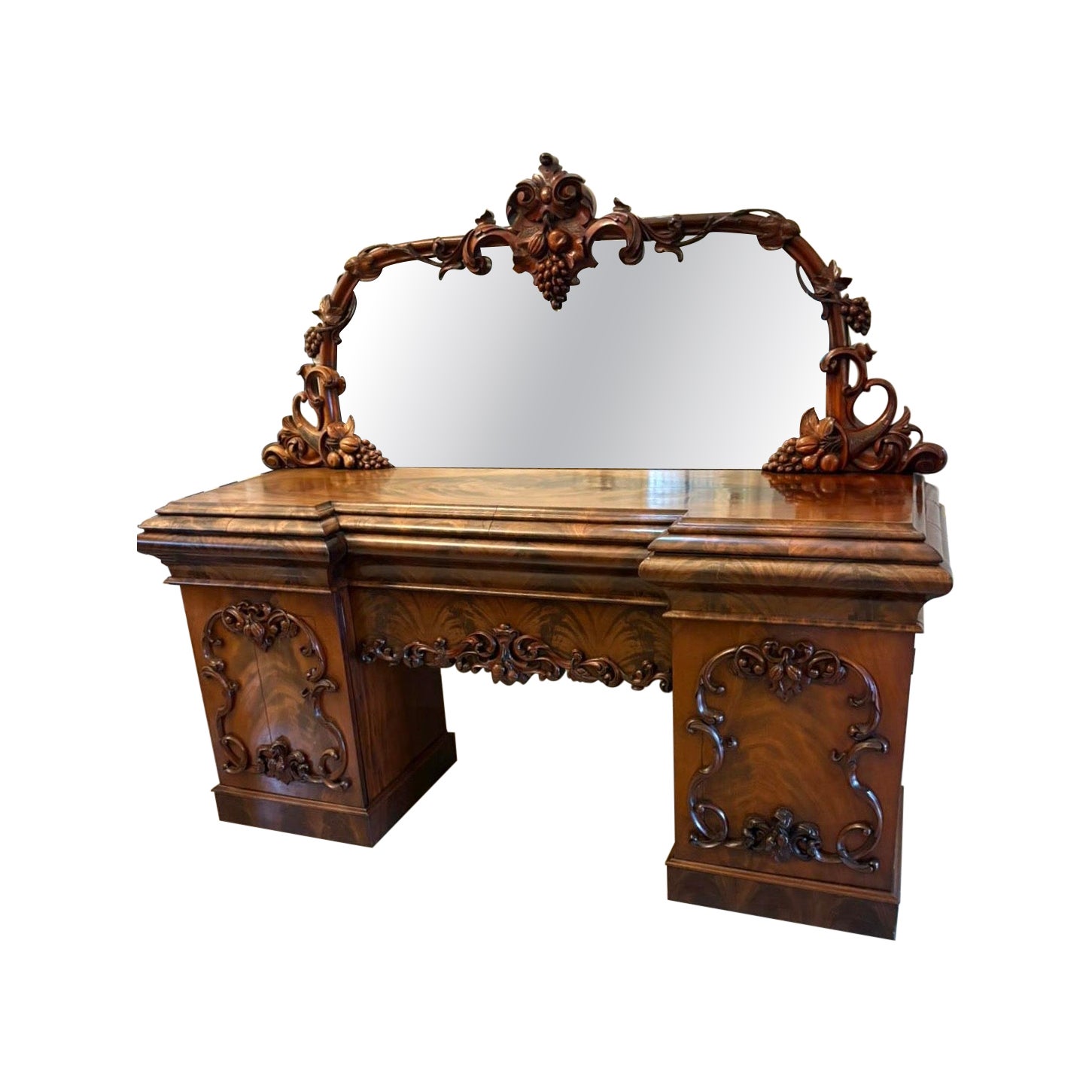 Outstanding Quality Antique Victorian Carved Mahogany Mirror Back Sideboard