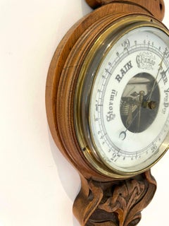 Outstanding Quality Antique Victorian Carved Oak Banjo Barometer