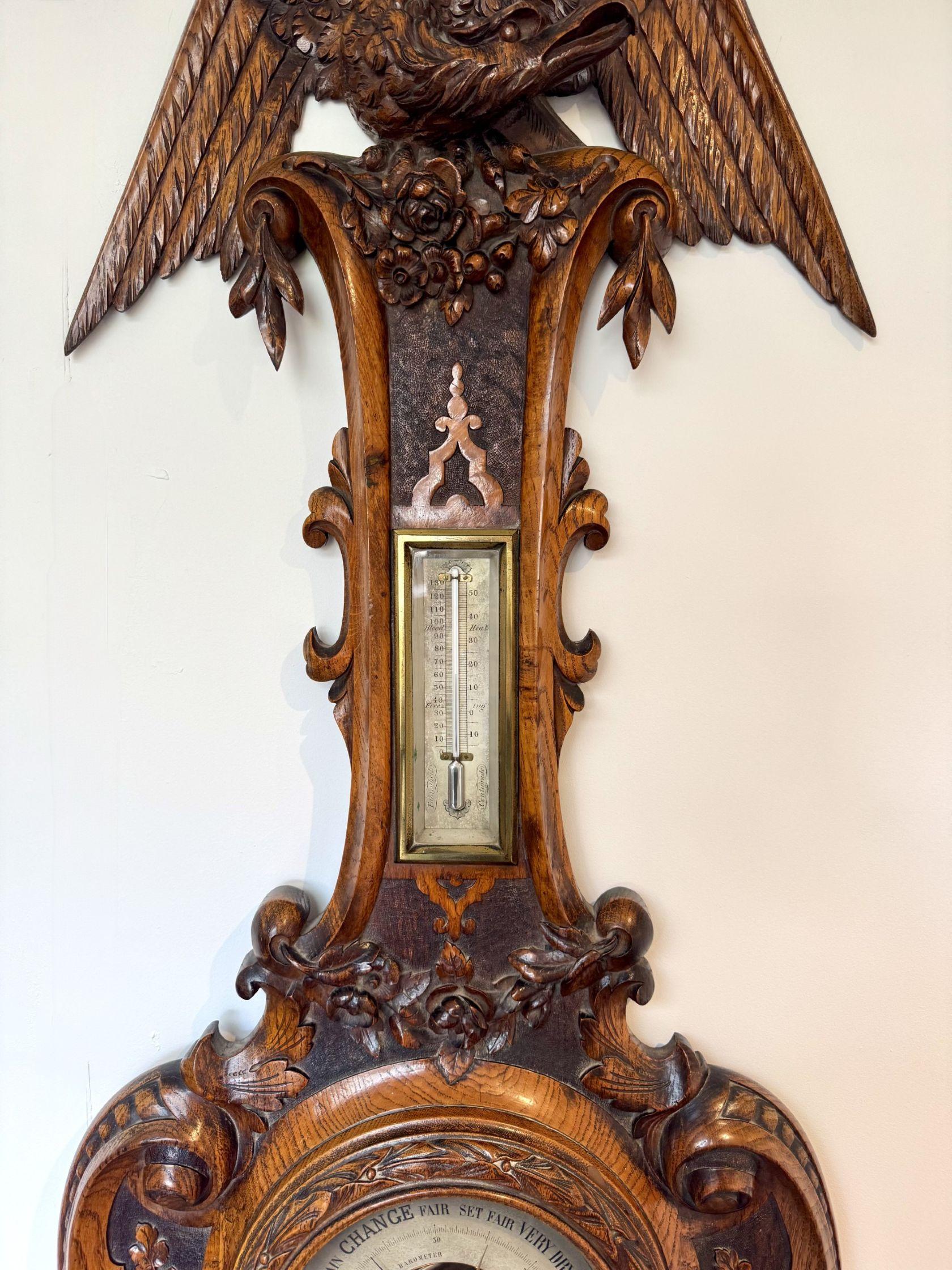 Hervorragende Qualität antiken viktorianischen geschnitzt Eiche Barometer (19. Jahrhundert) im Angebot