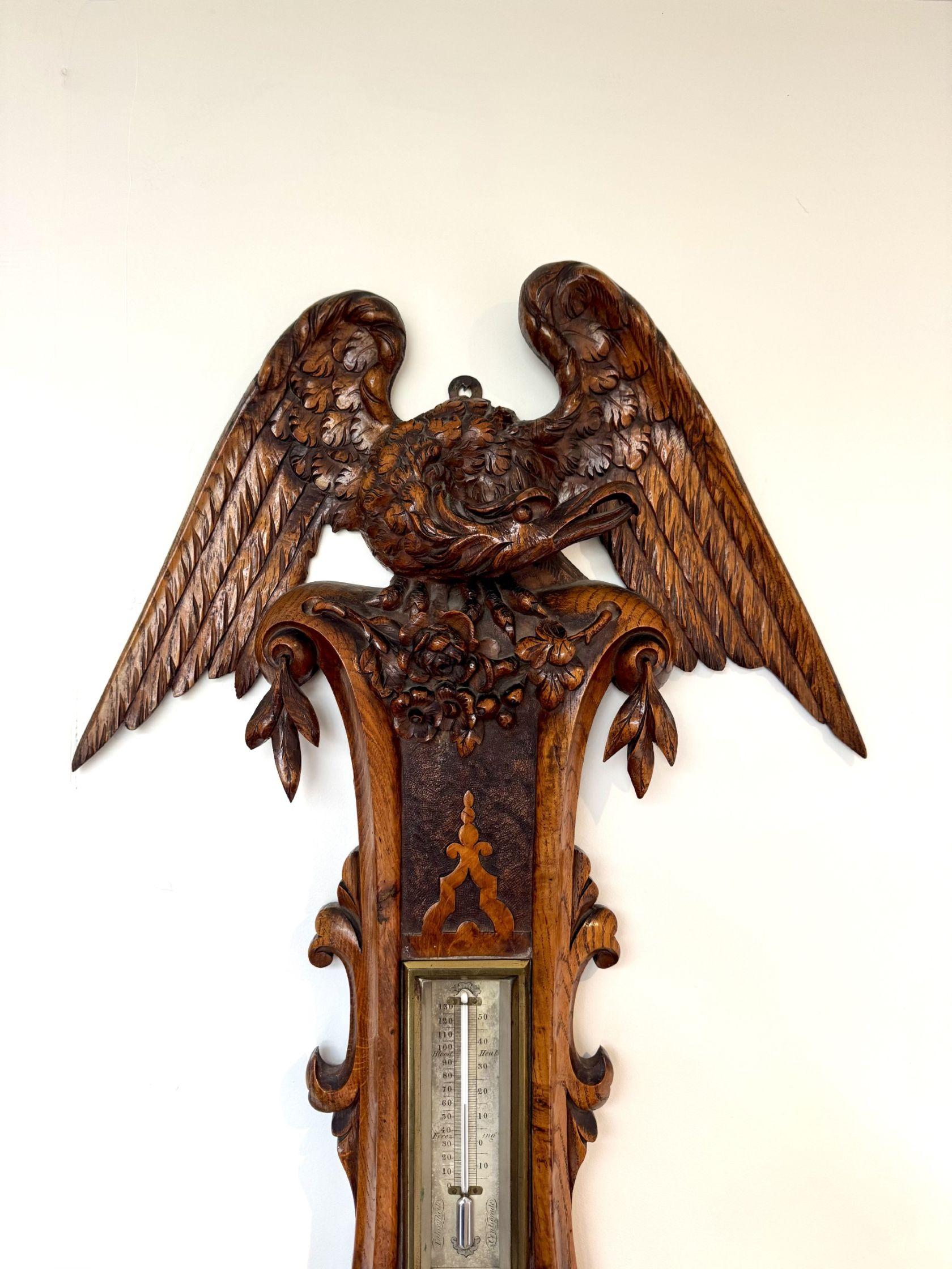 Hervorragende Qualität antiken viktorianischen geschnitzt Eiche Barometer (Messing) im Angebot
