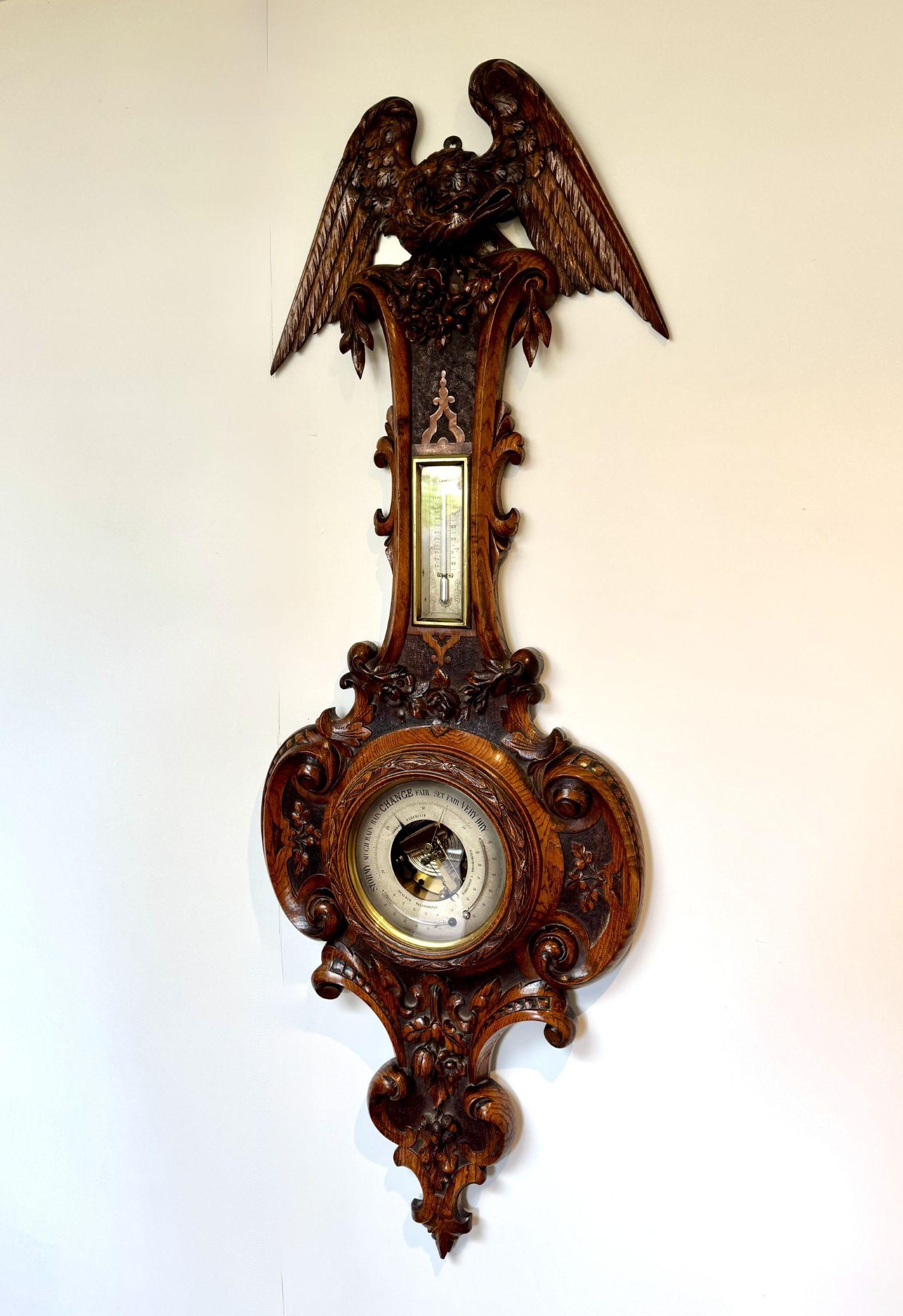Hervorragende Qualität antiken viktorianischen geschnitzt Eiche Barometer im Angebot 2
