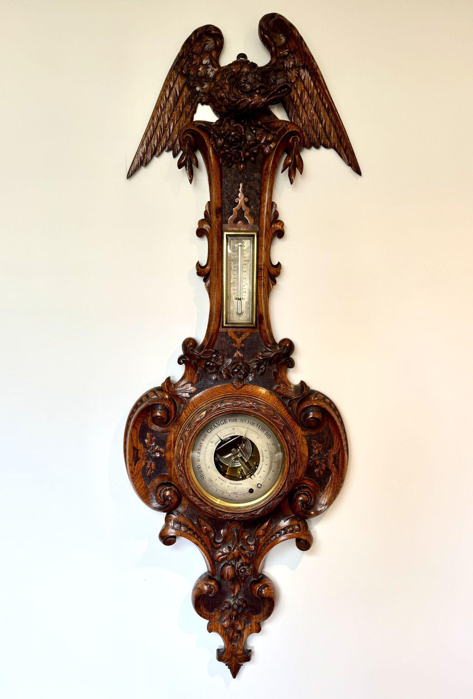 Hervorragende Qualität antiken viktorianischen geschnitzt Eiche Barometer im Angebot 3