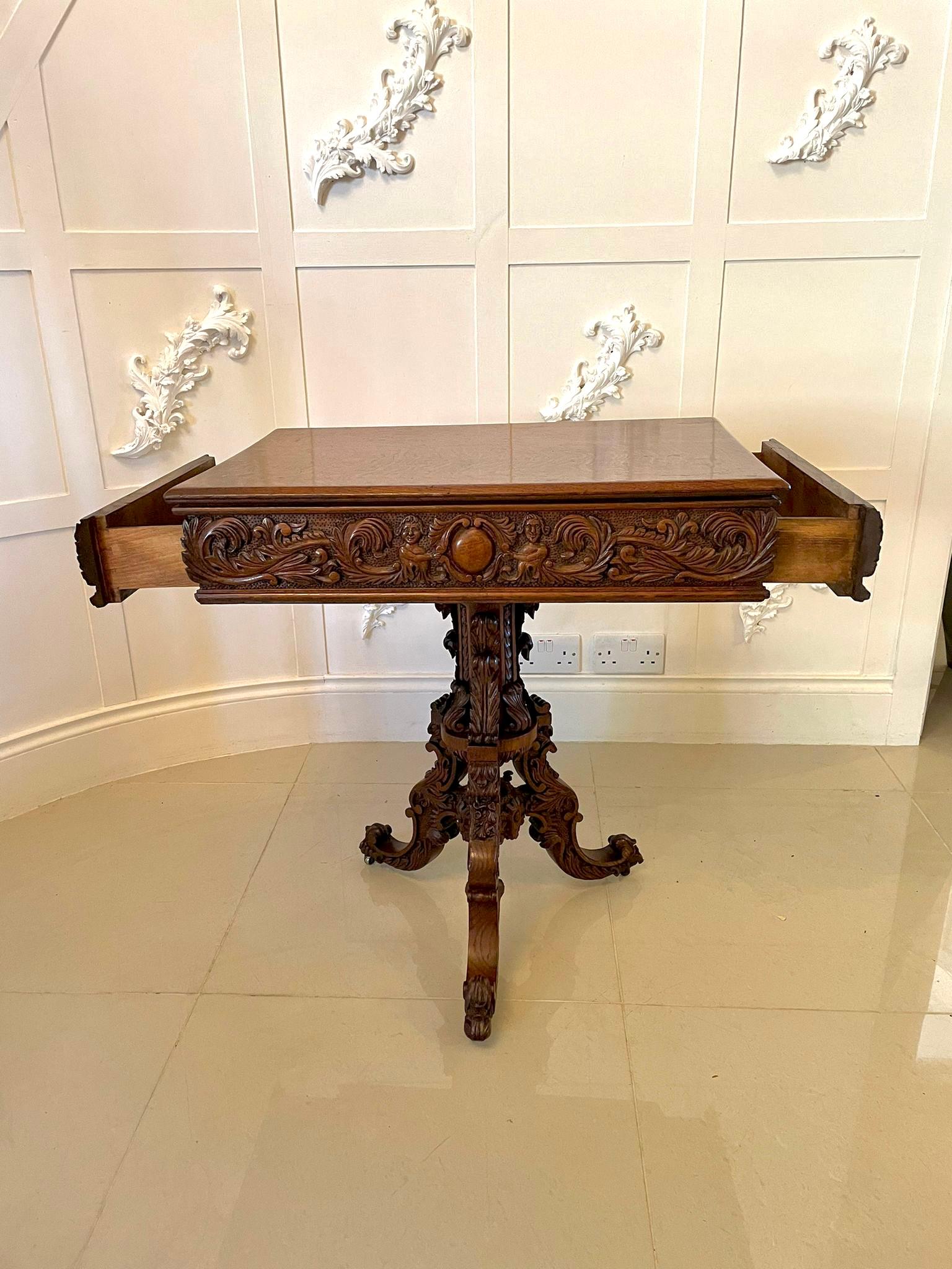 Outstanding Quality Antique Victorian Carved Oak Centre Table  For Sale 5