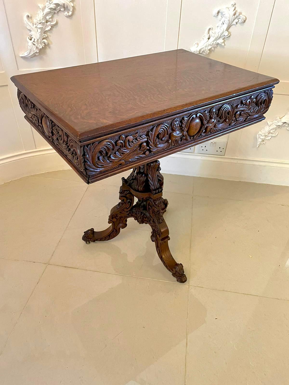 Outstanding Quality Antique Victorian Carved Oak Centre Table  For Sale 7