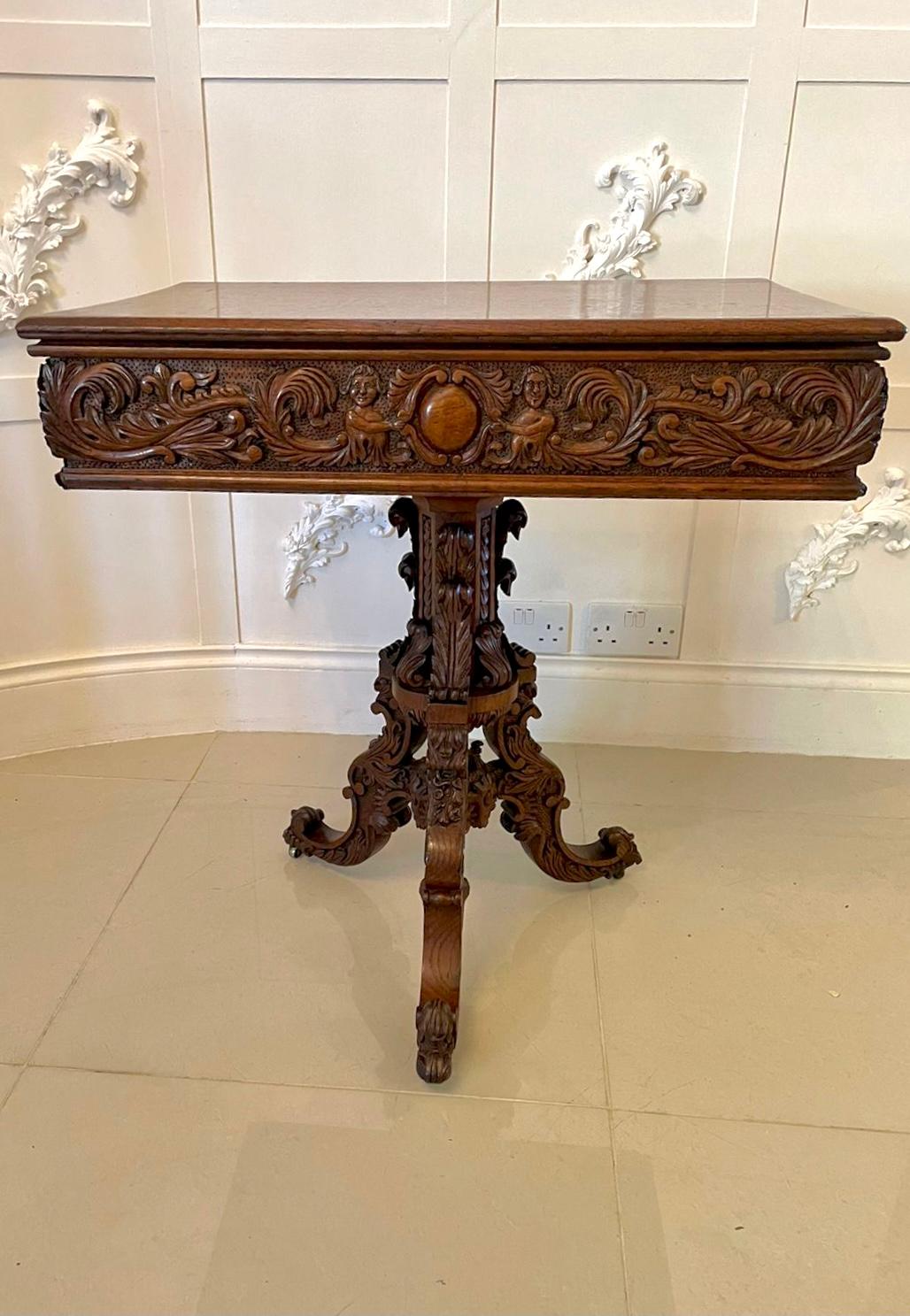 Outstanding Quality Antique Victorian Carved Oak Centre Table  For Sale 8