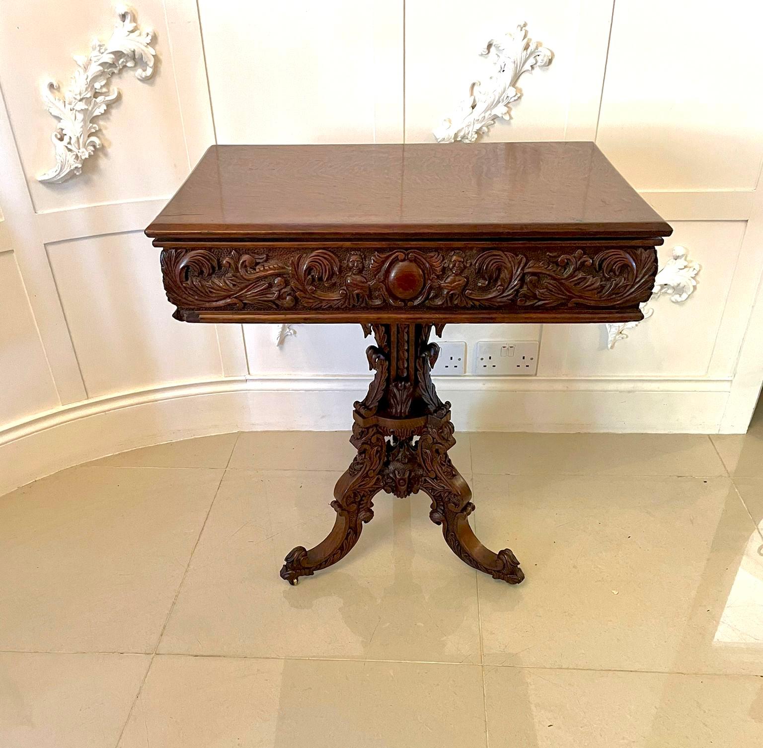 Outstanding Quality Antique Victorian Carved Oak Centre Table  For Sale 2