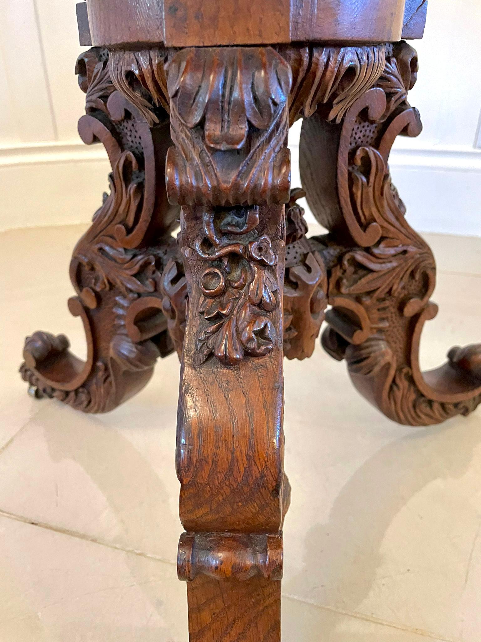 Outstanding Quality Antique Victorian Carved Oak Centre Table  For Sale 3