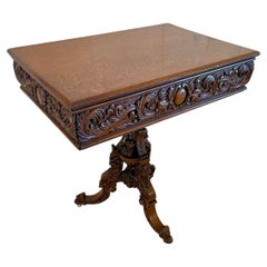 Table centrale victorienne d'antiquités en chêne sculpté de qualité exceptionnelle 