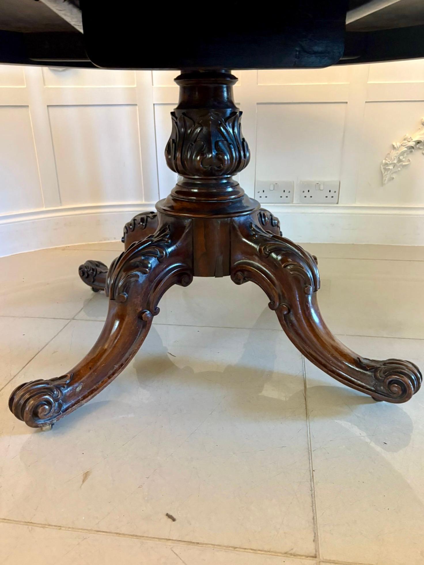 Outstanding Quality Antique Victorian Carved Rosewood Circular Dining Table For Sale 4