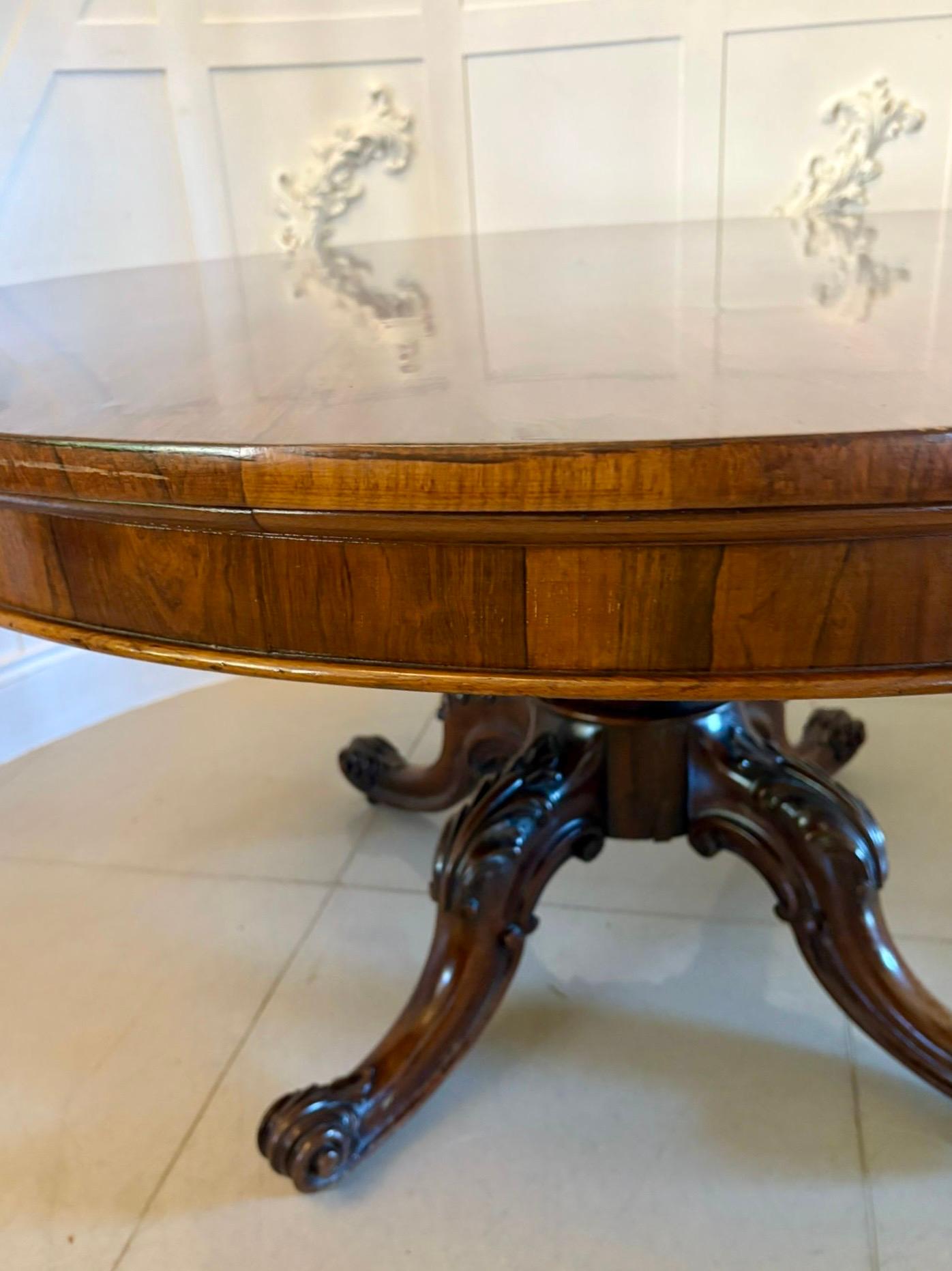 Outstanding Quality Antique Victorian Carved Rosewood Circular Dining Table For Sale 6