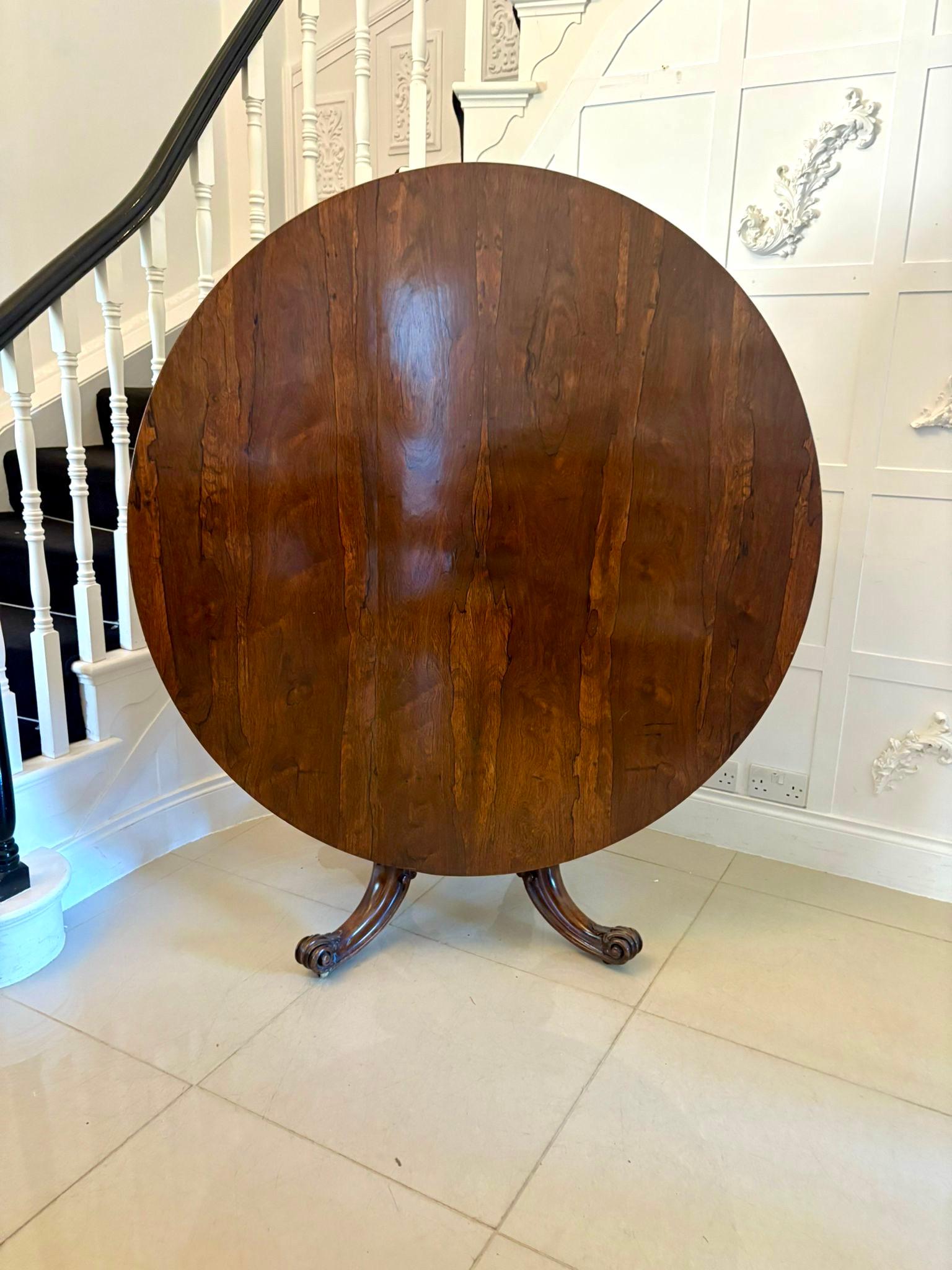 Outstanding Quality Antique Victorian Carved Rosewood Circular Dining Table For Sale 7