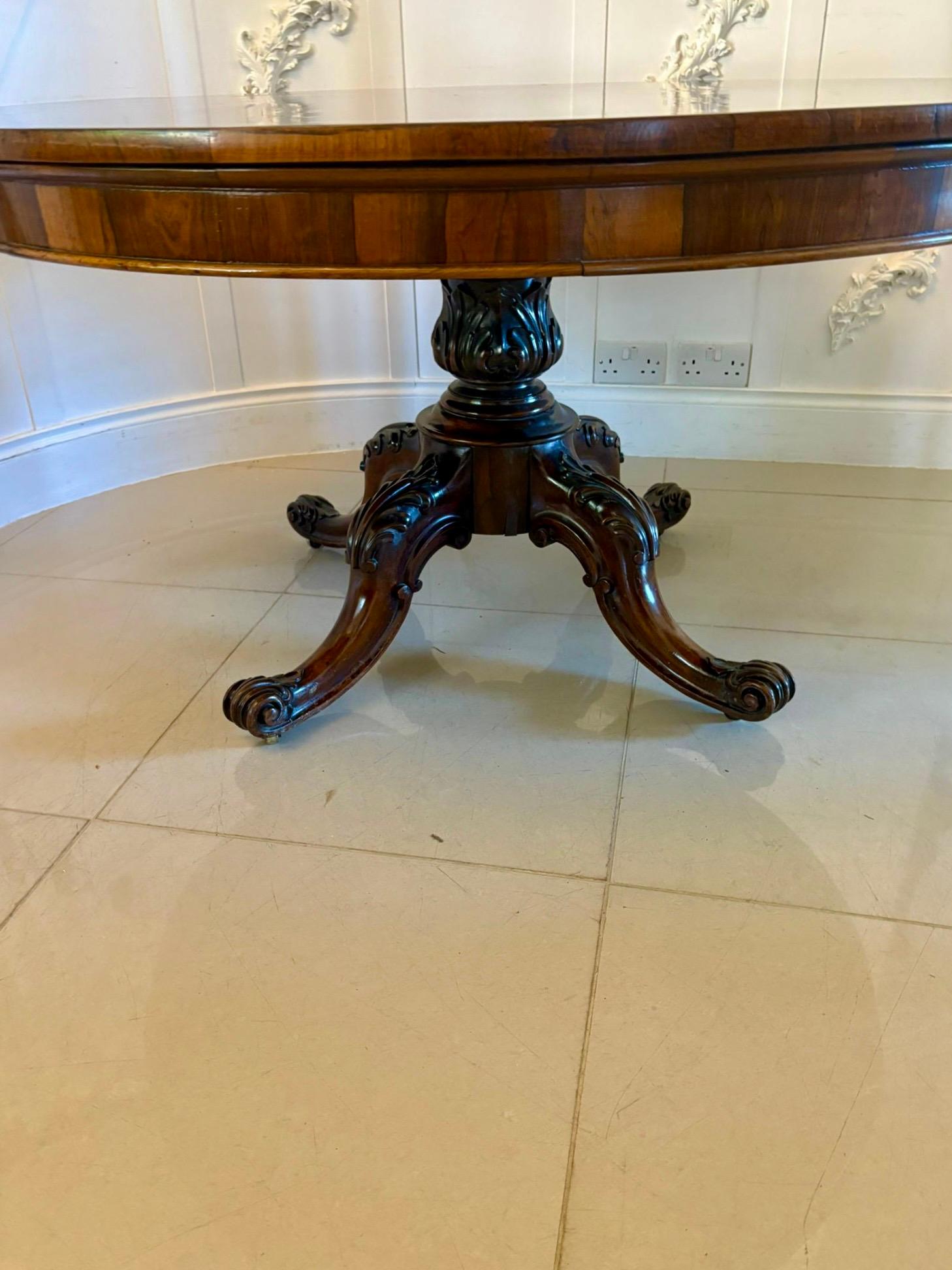 Outstanding Quality Antique Victorian Carved Rosewood Circular Dining Table For Sale 8