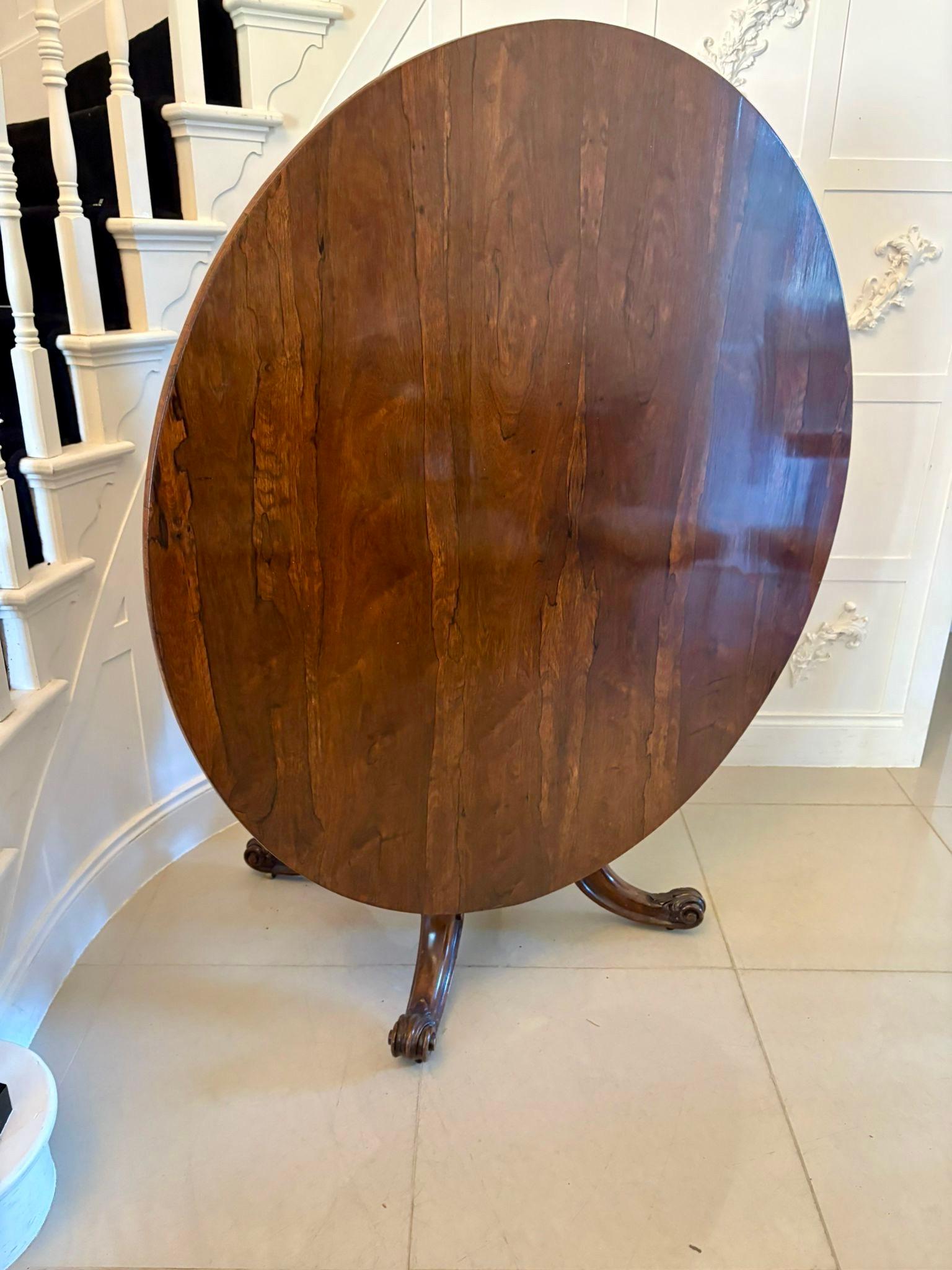 Outstanding Quality Antique Victorian Carved Rosewood Circular Dining Table For Sale 9