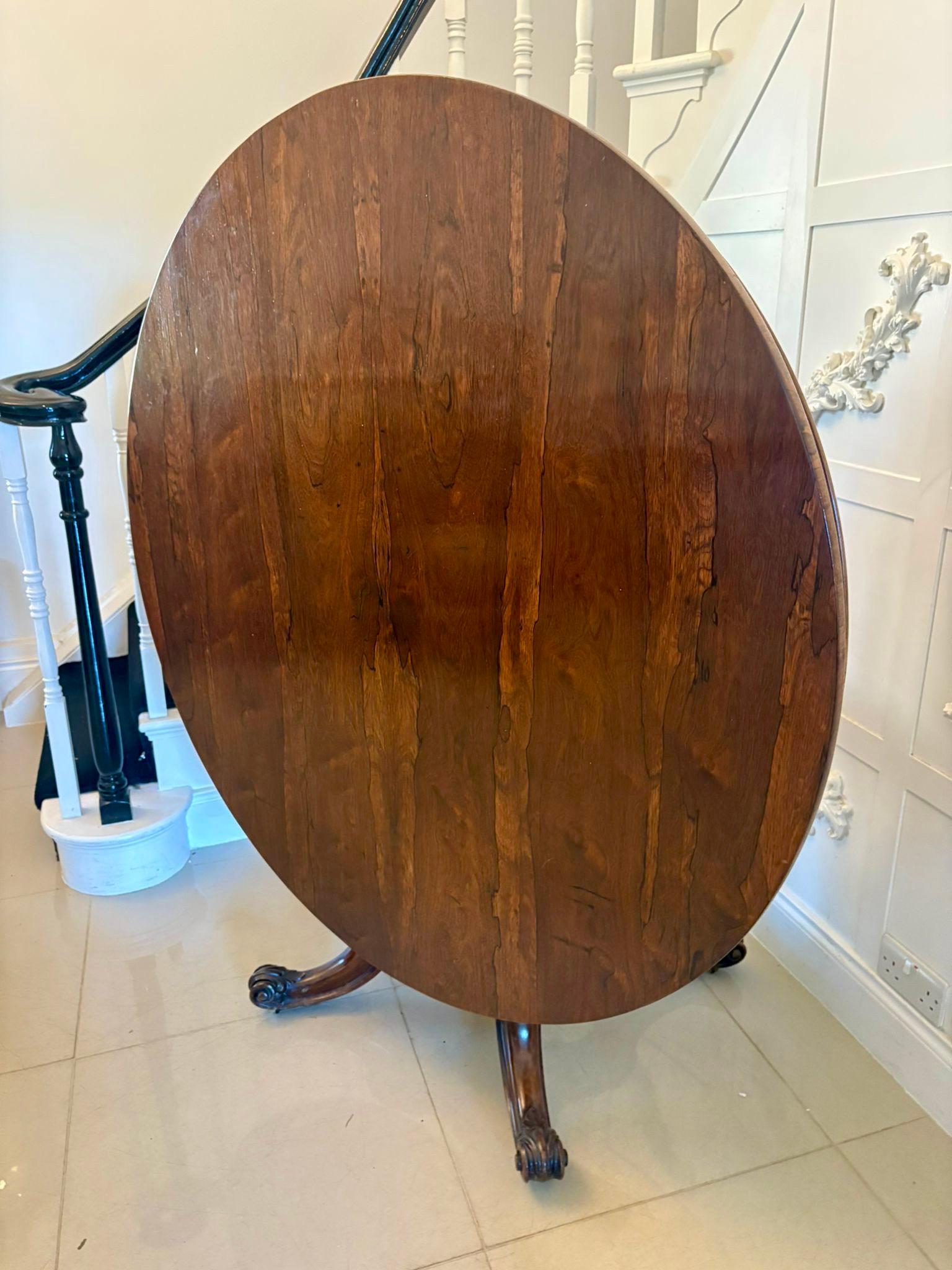 Outstanding Quality Antique Victorian Carved Rosewood Circular Dining Table For Sale 10