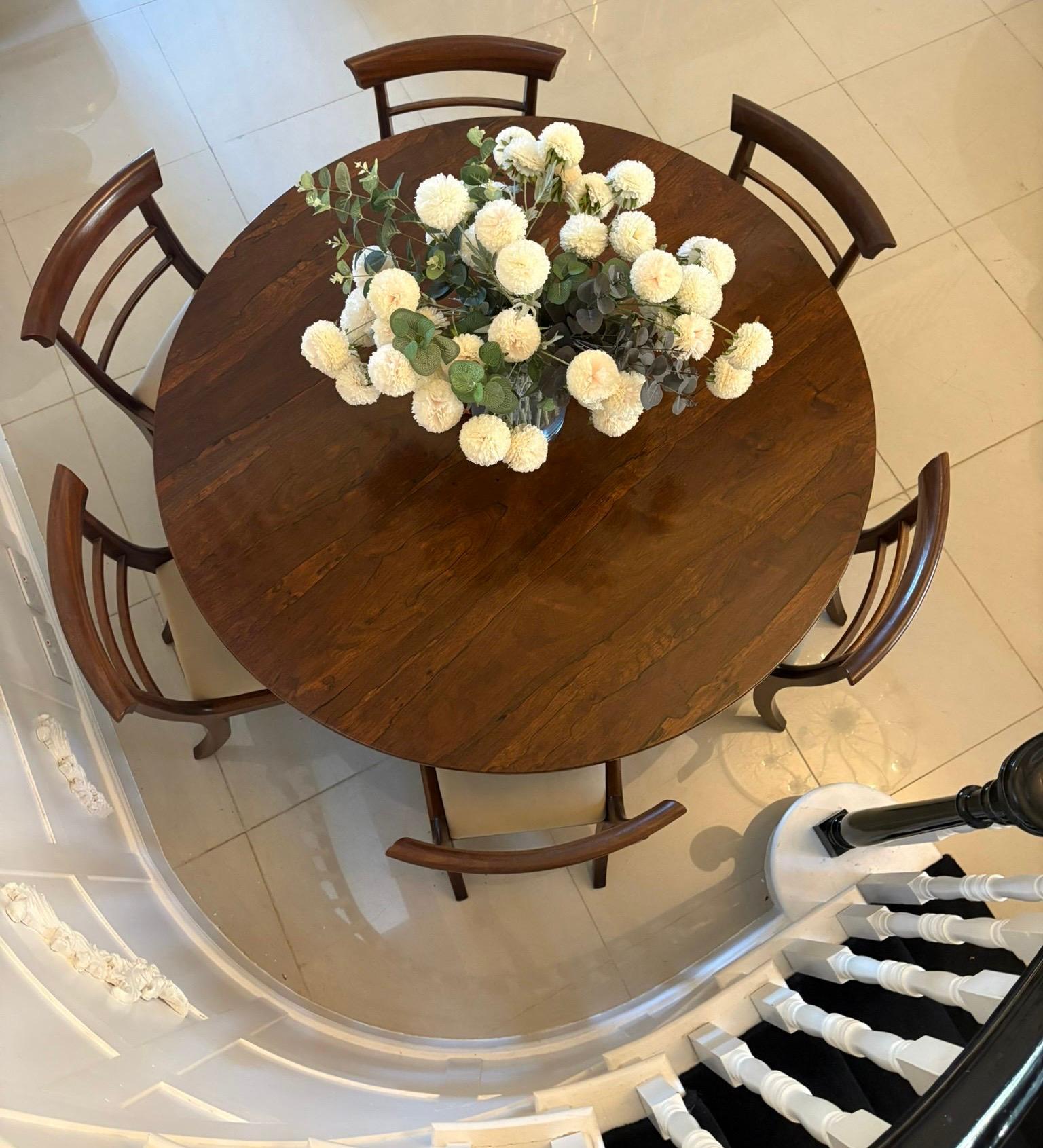 English Outstanding Quality Antique Victorian Carved Rosewood Circular Dining Table For Sale