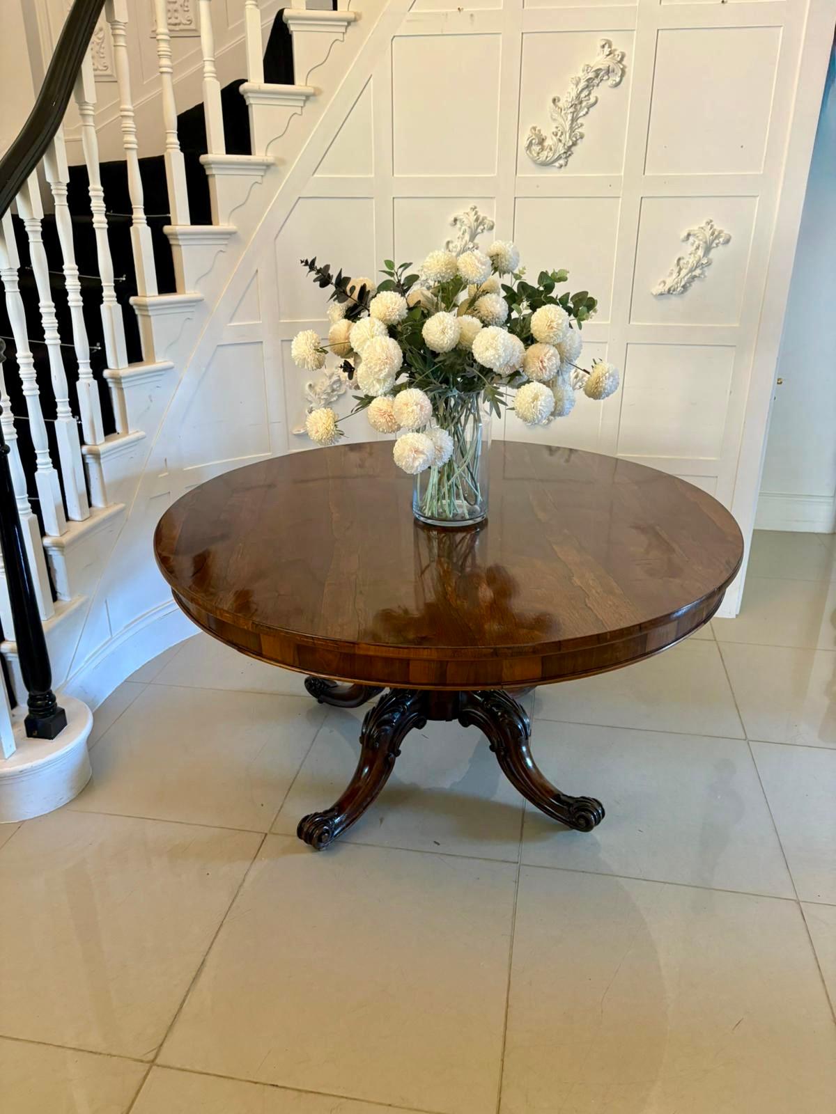 Outstanding Quality Antique Victorian Carved Rosewood Circular Dining Table In Good Condition For Sale In Suffolk, GB