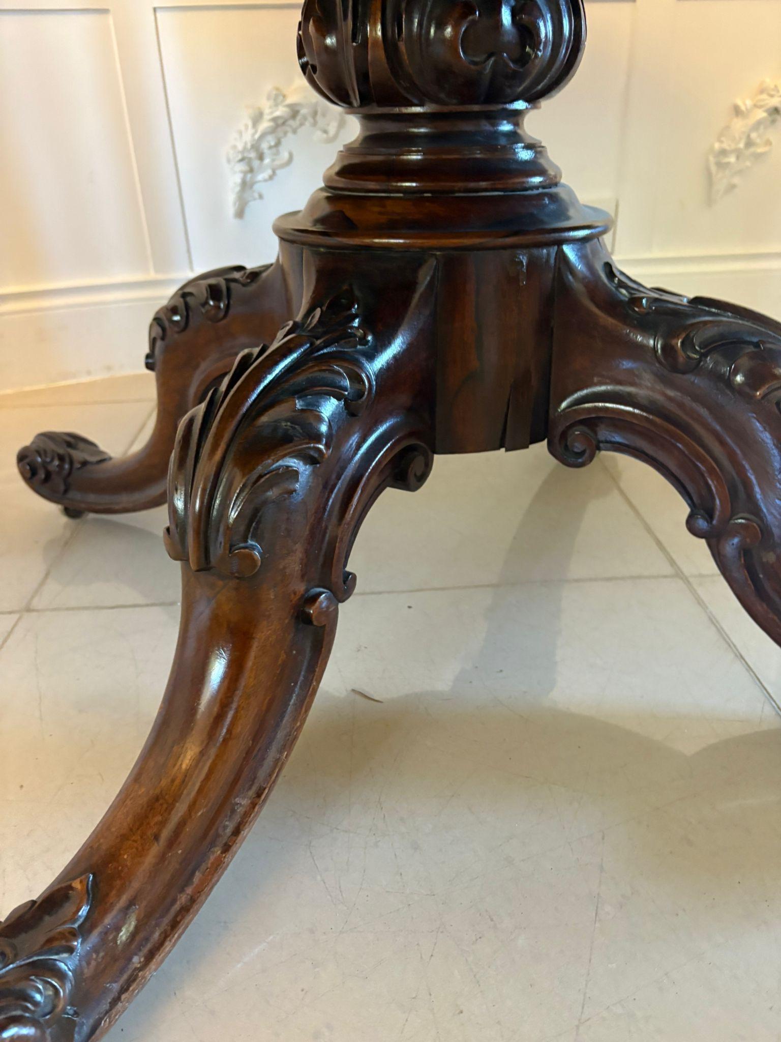 Outstanding Quality Antique Victorian Carved Rosewood Circular Dining Table For Sale 1