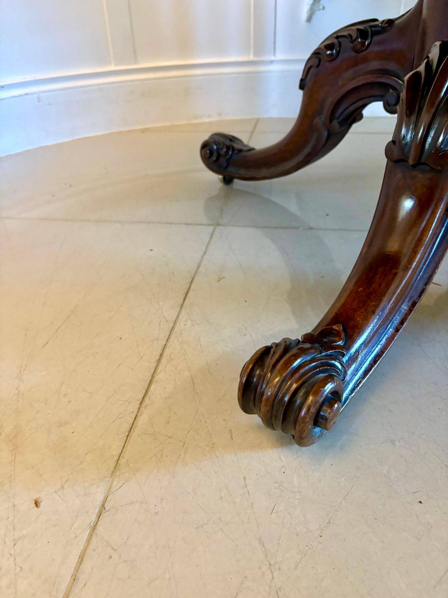 Outstanding Quality Antique Victorian Carved Rosewood Circular Dining Table For Sale 3