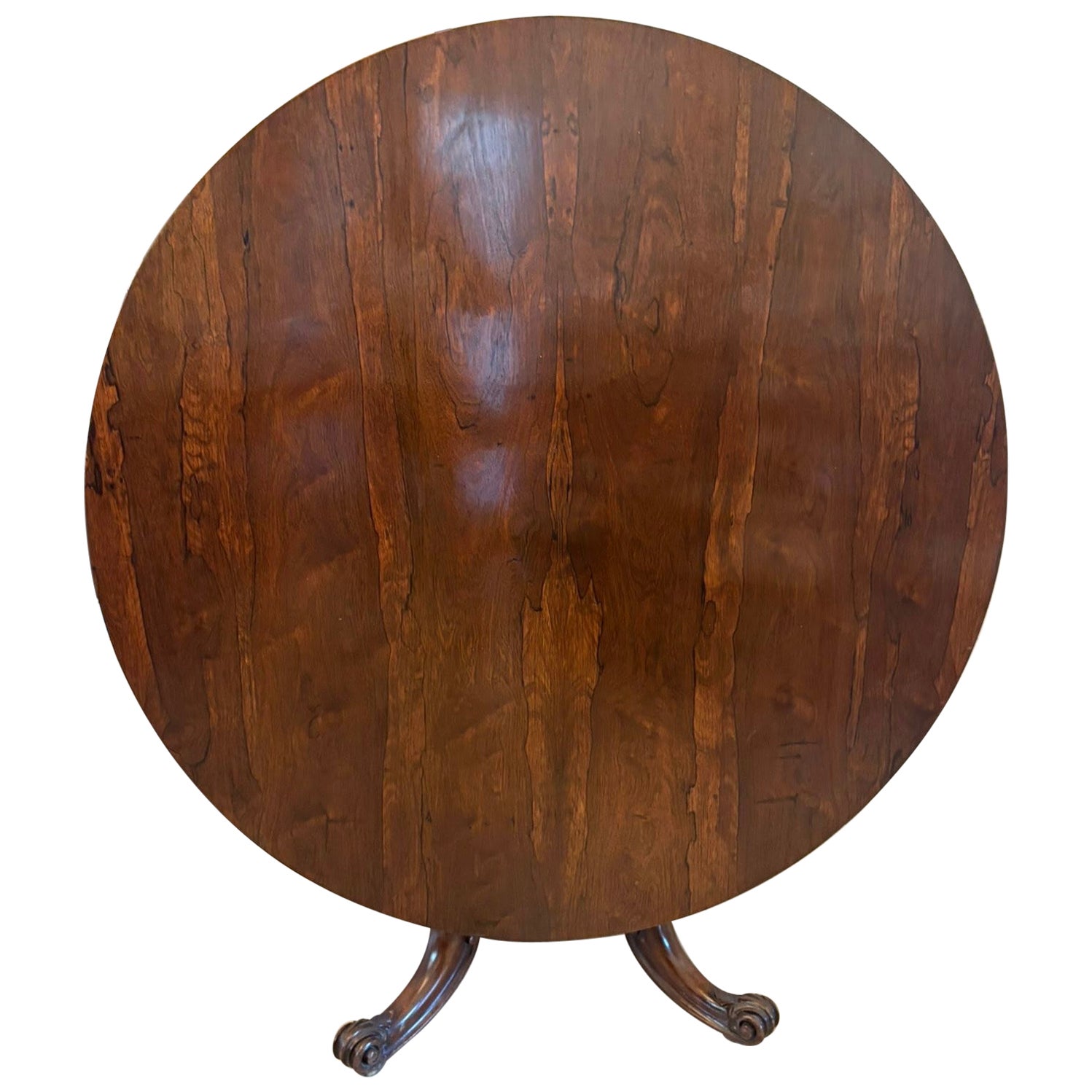 Outstanding Quality Antique Victorian Carved Rosewood Circular Dining Table