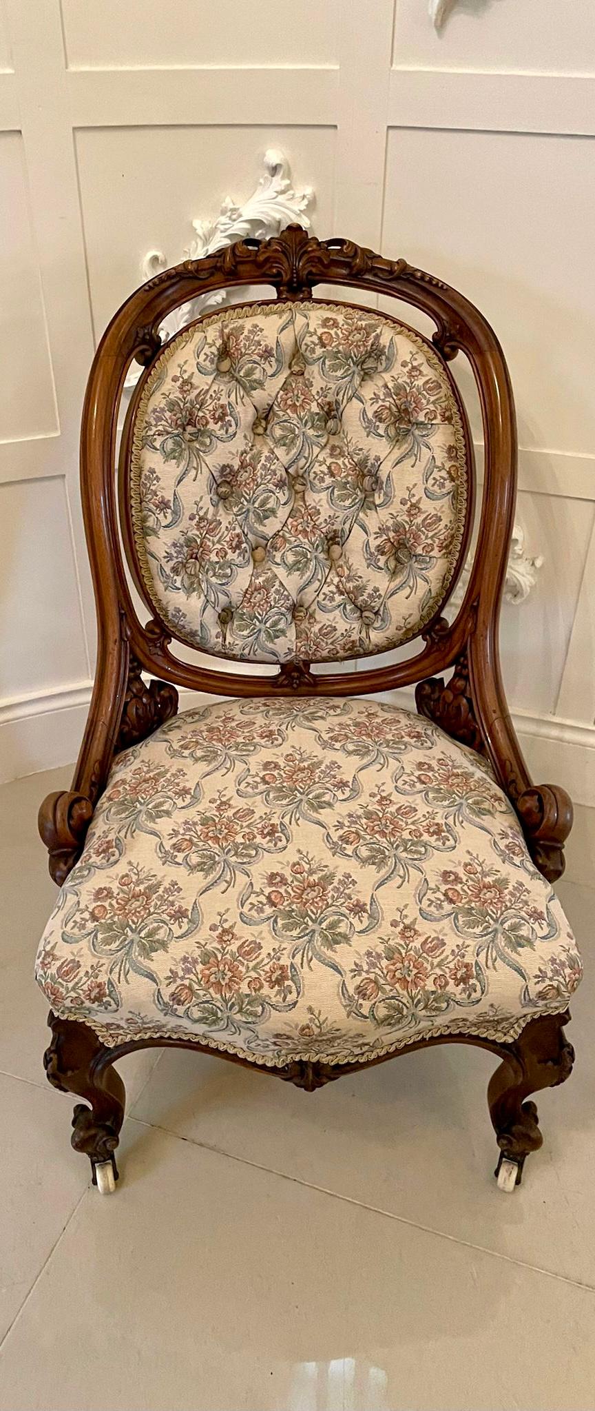 19th Century Outstanding Quality Antique Victorian Carved Walnut Chair For Sale