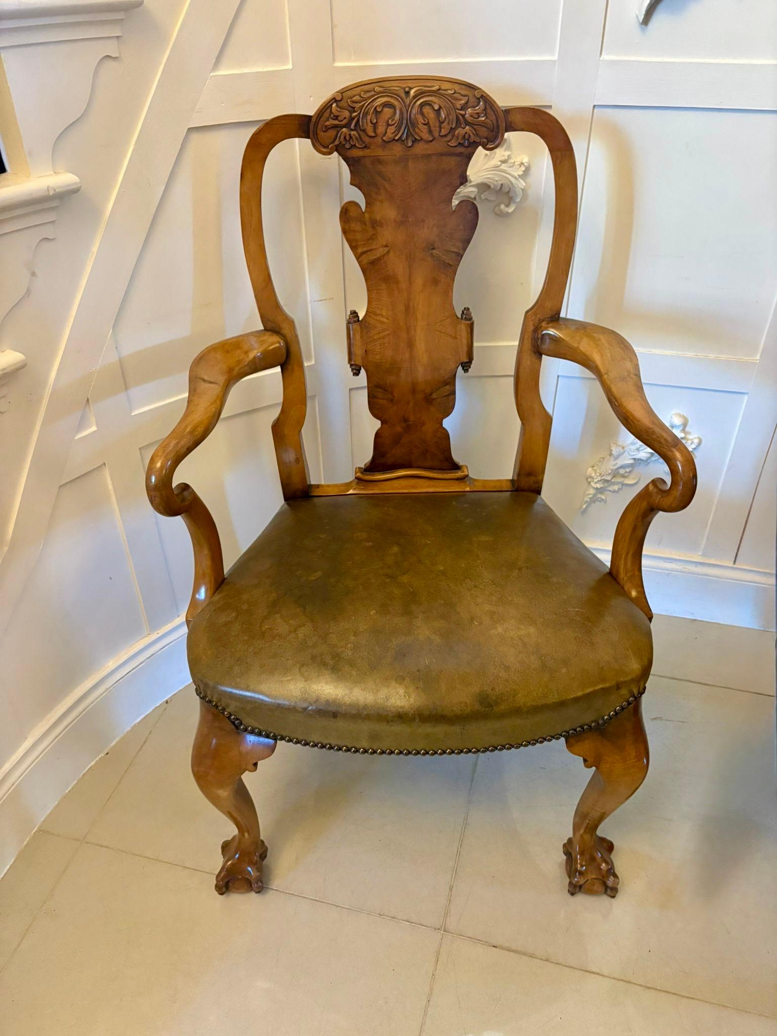 Outstanding Quality Antique Victorian Carved Walnut Desk Chair For Sale 6