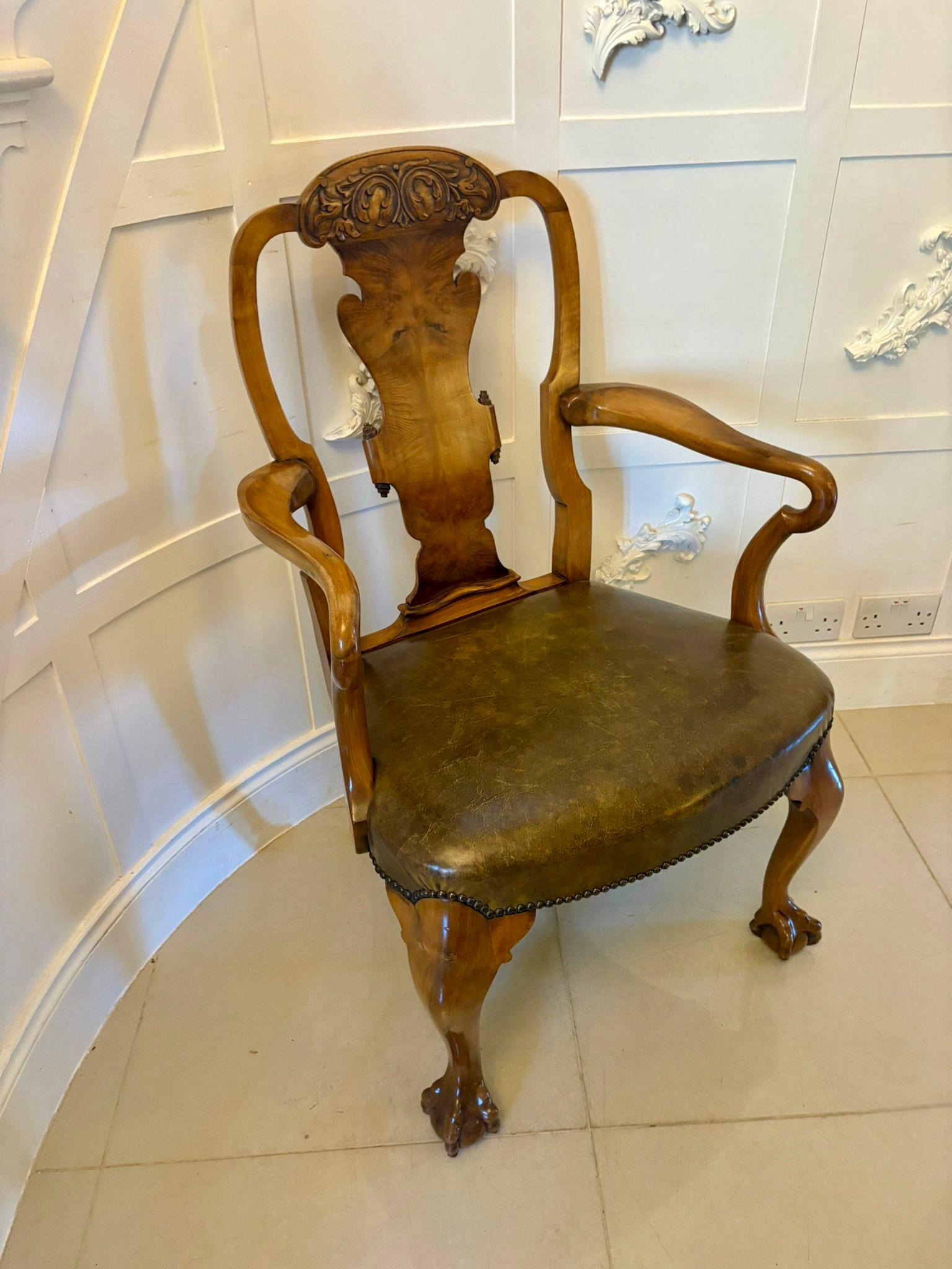 Outstanding Quality Antique Victorian Carved Walnut Desk Chair For Sale 2