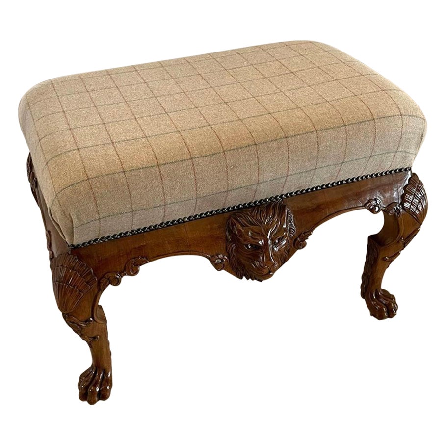 Outstanding Quality Antique Victorian Carved Walnut Freestanding Stool For Sale